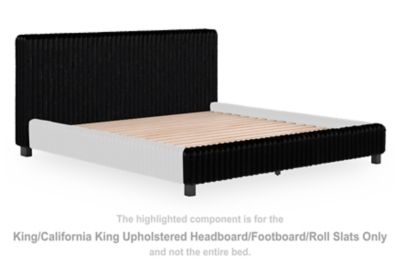 Zuraleus - Black - King/California King Upholstered Headboard/Footboard/Roll Slats