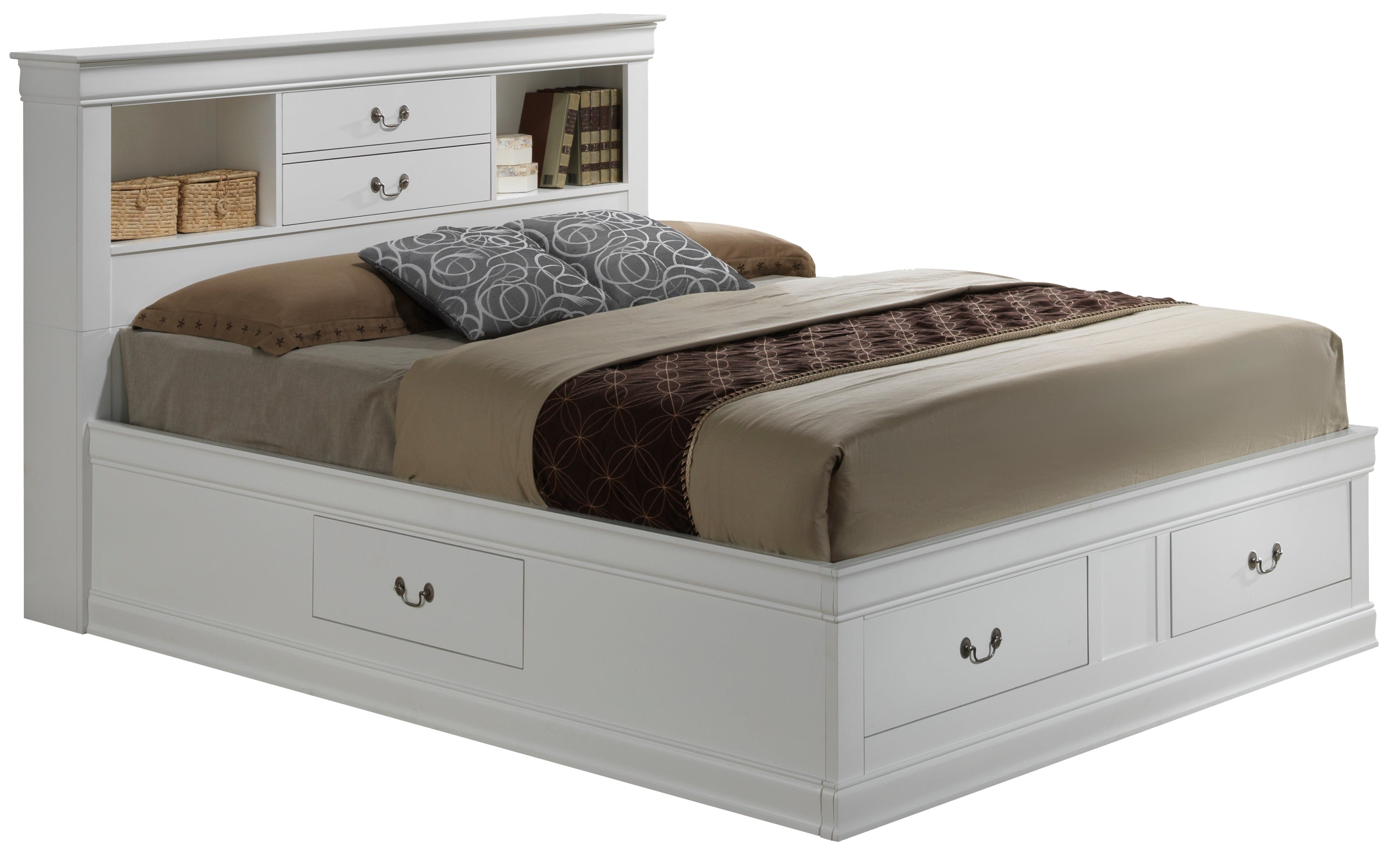 Elegant White Full Storage Bed - Stylish & Practical Bedroom Solution
