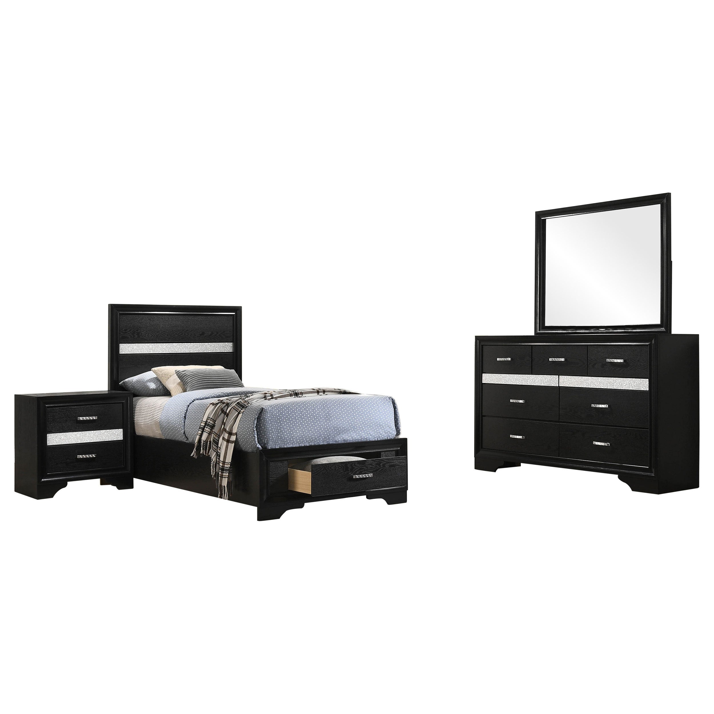 Annie Black 4-Piece Twin Bedroom Set - Kids Furniture