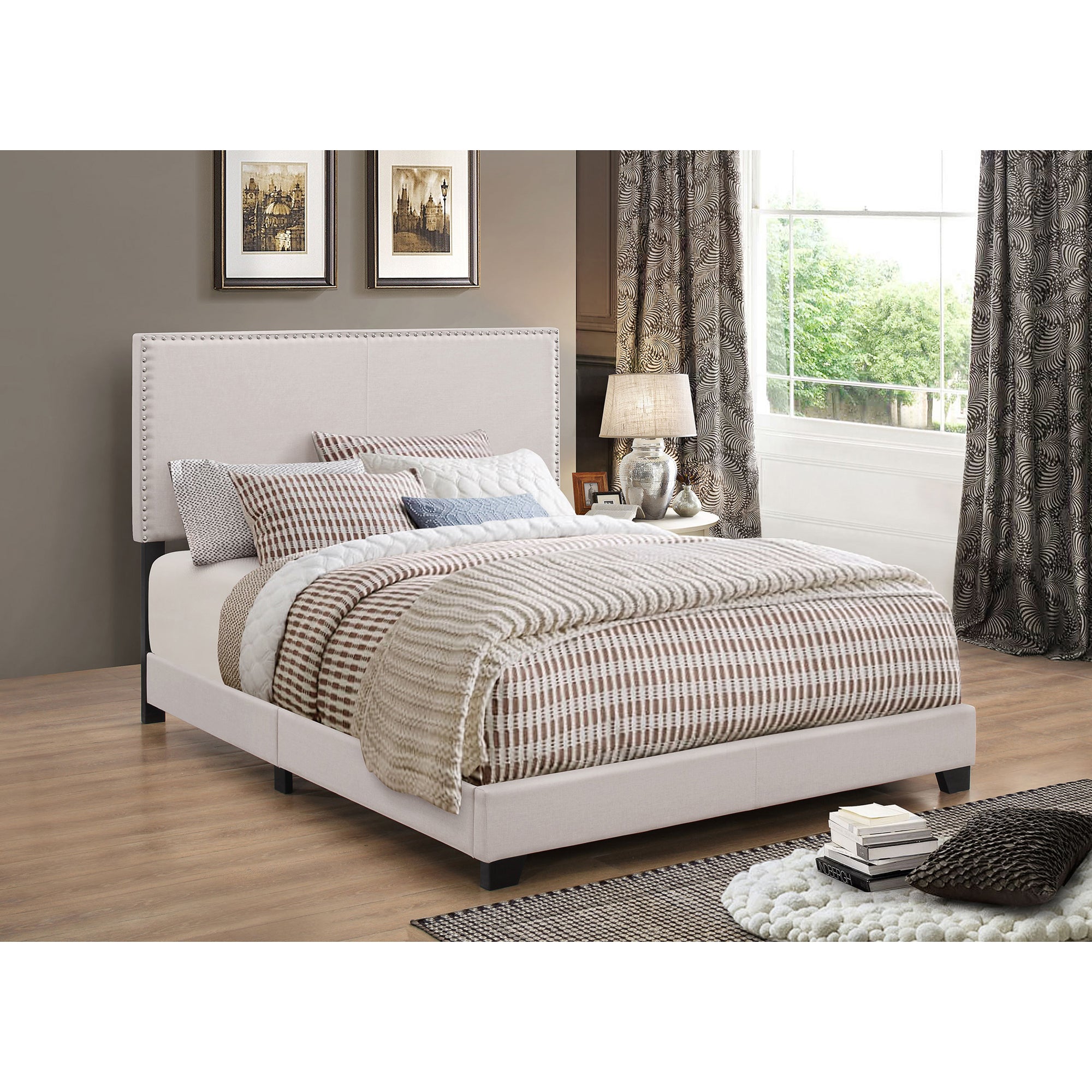 Guyancourt Ivory Upholstered Eastern King Panel Bed - Luxury Comfort