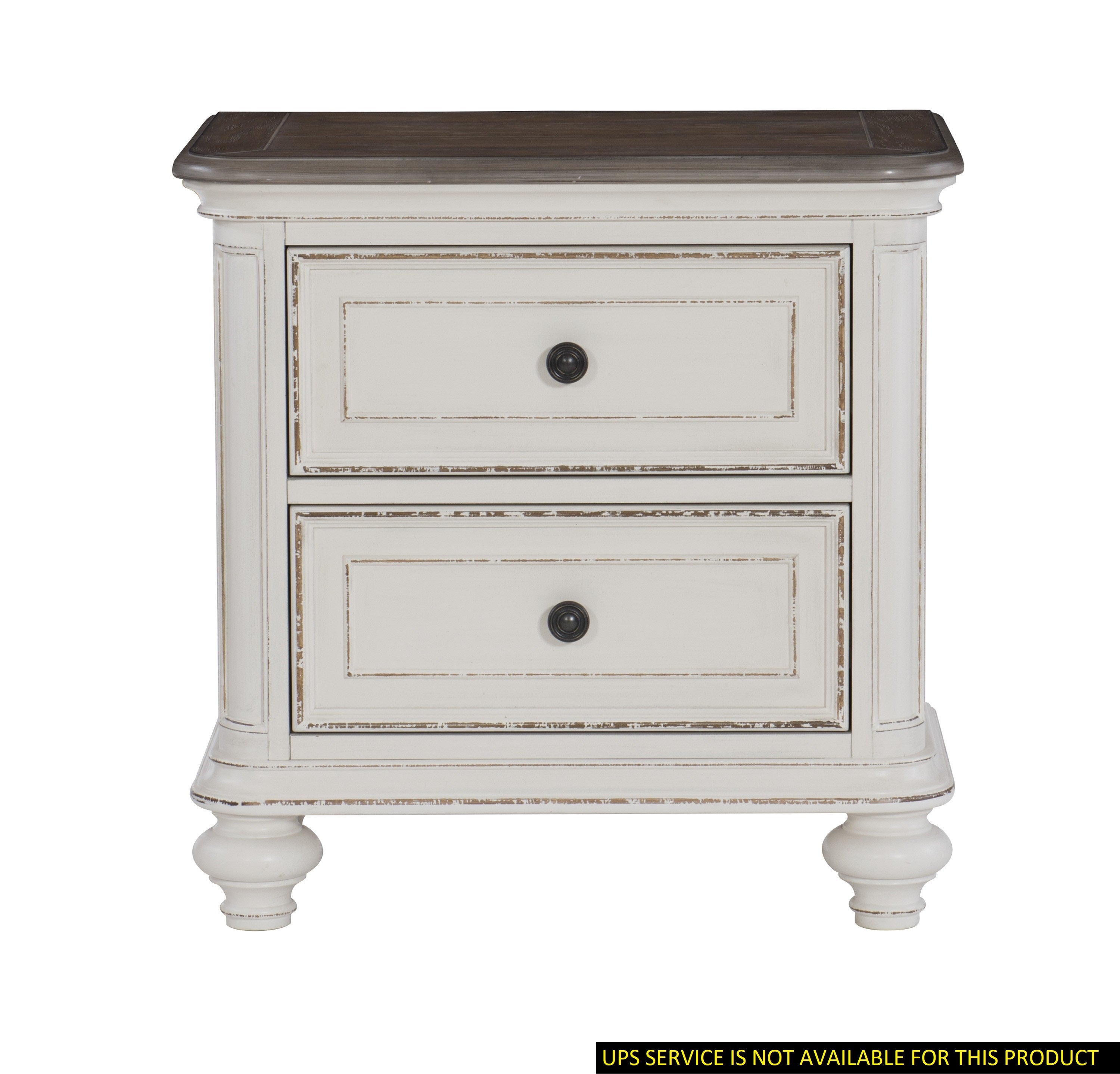 Antique White Gray Traditional Nightstand Drawers Bedroom Furniture