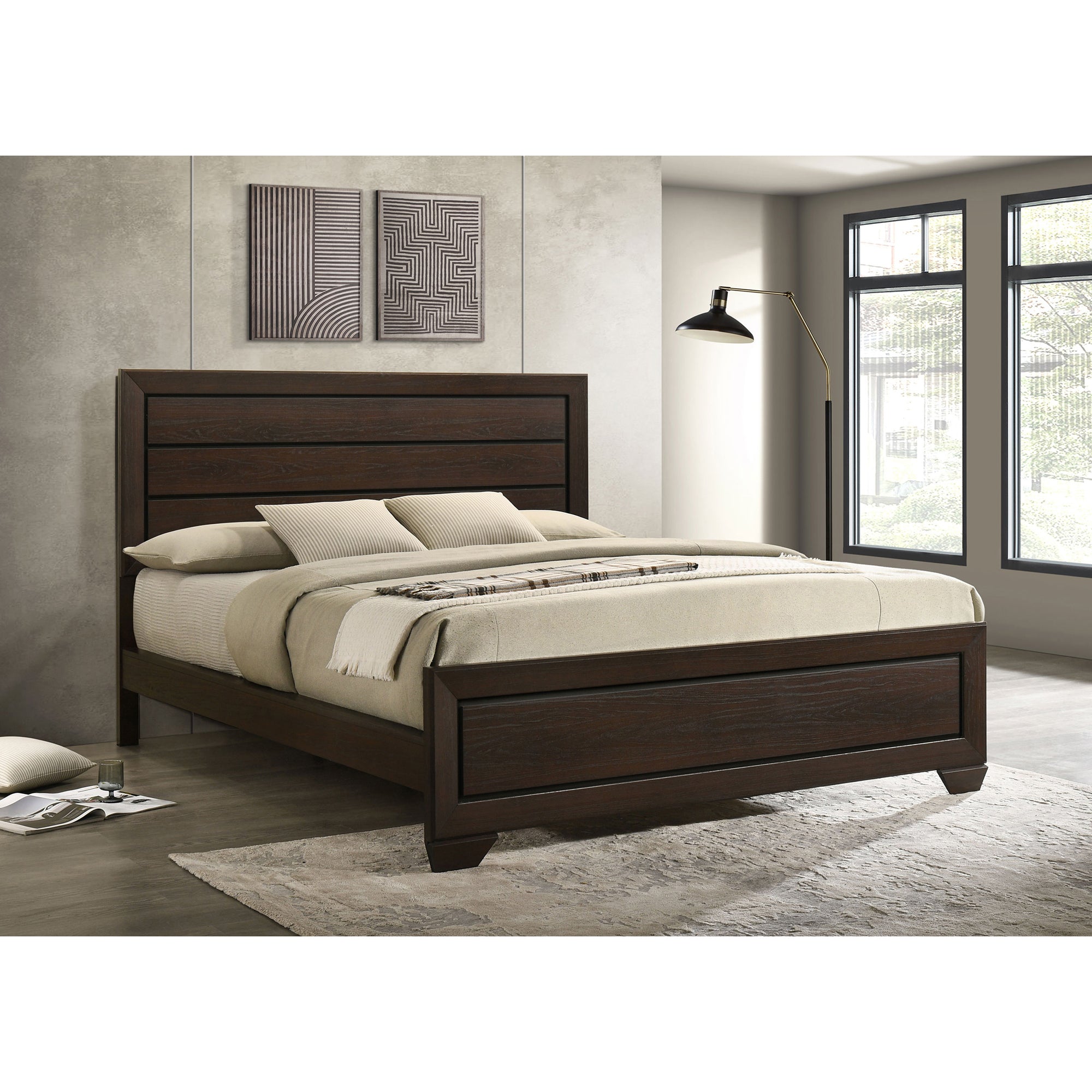 Villeparisis Dark Cocoa California King Panel Bed