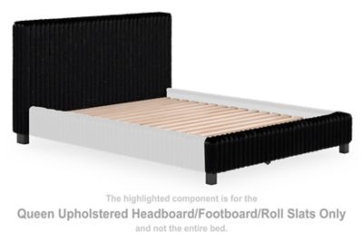 Zuraleus - Black - Queen Upholstered Headboard/Footboard/Roll Slats