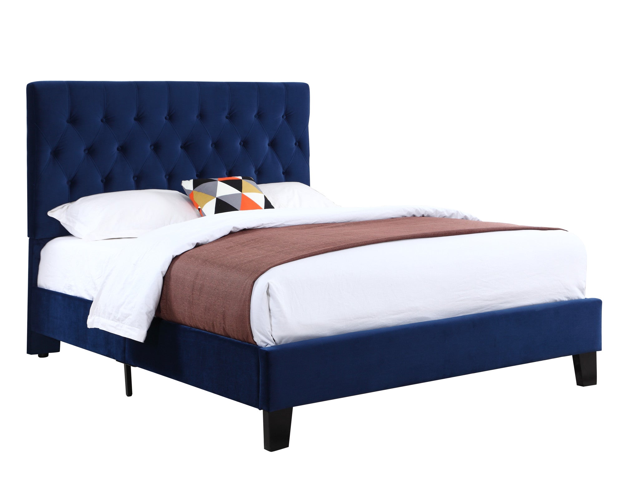 Luxury Blue Queen Upholstered Bed