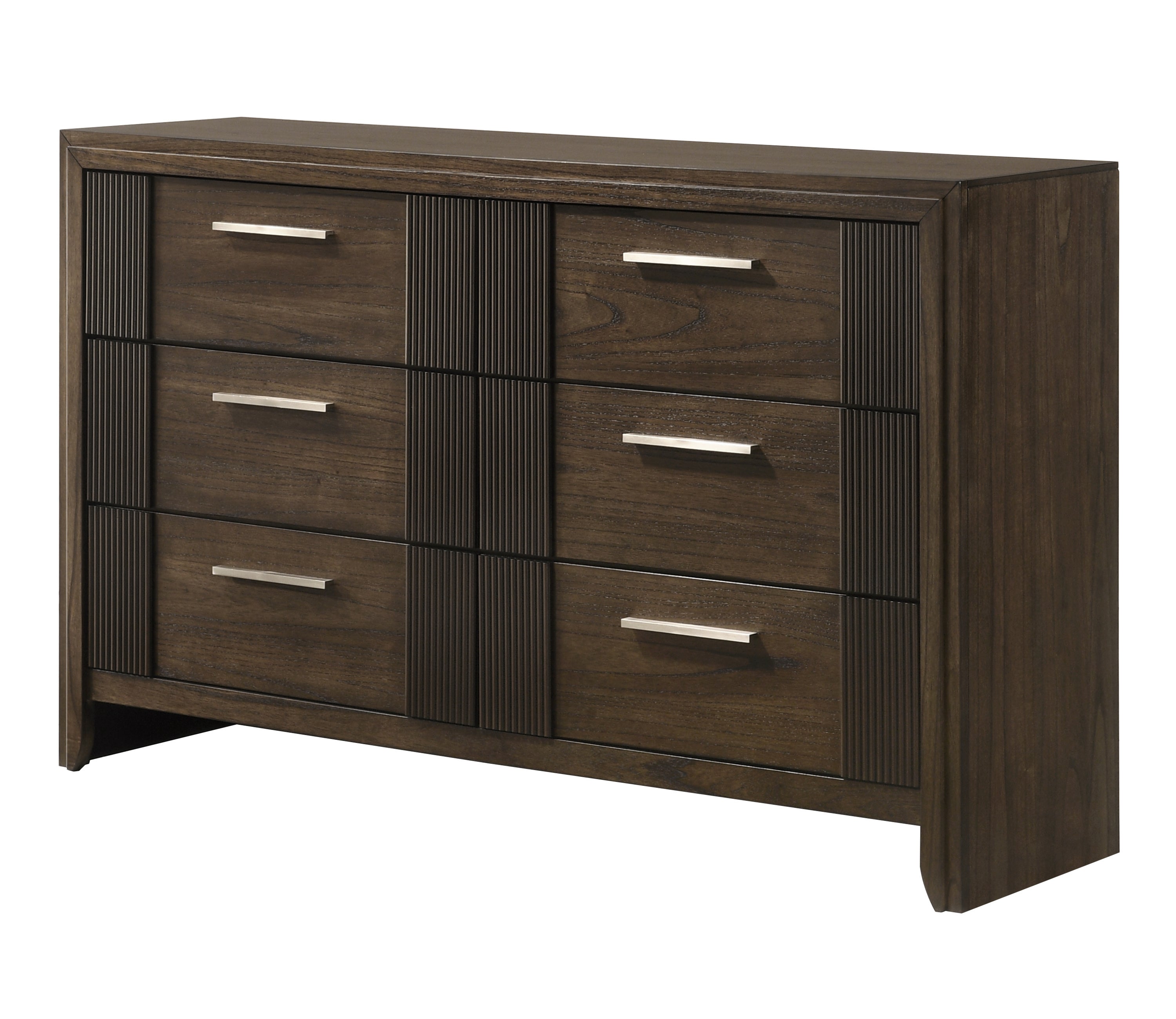 Contemporary 6-Drawer Dresser - Rustic Brown Wood Finish