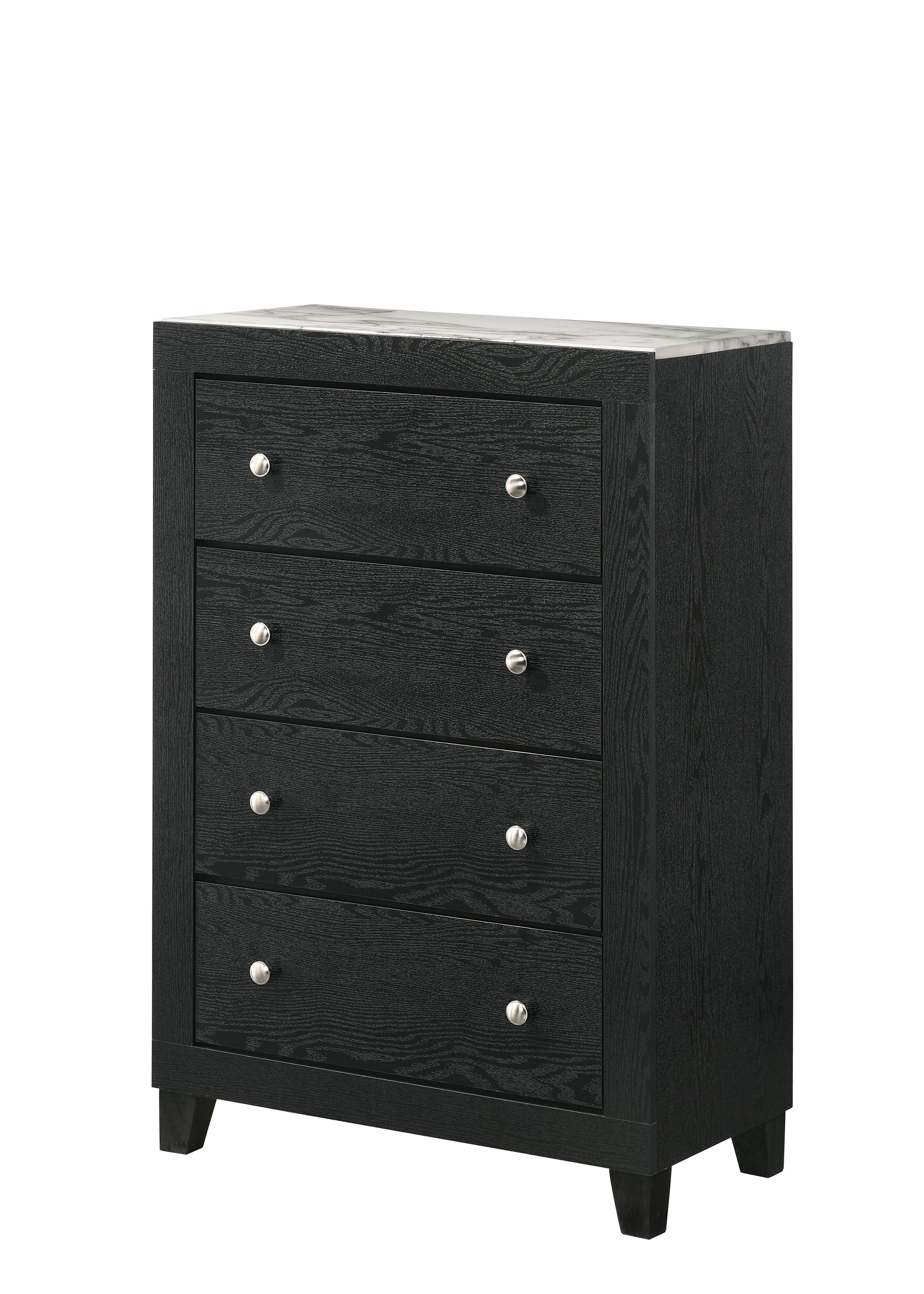 Contemporary Modern White Faux Marble 4-Drawer Tall Chest