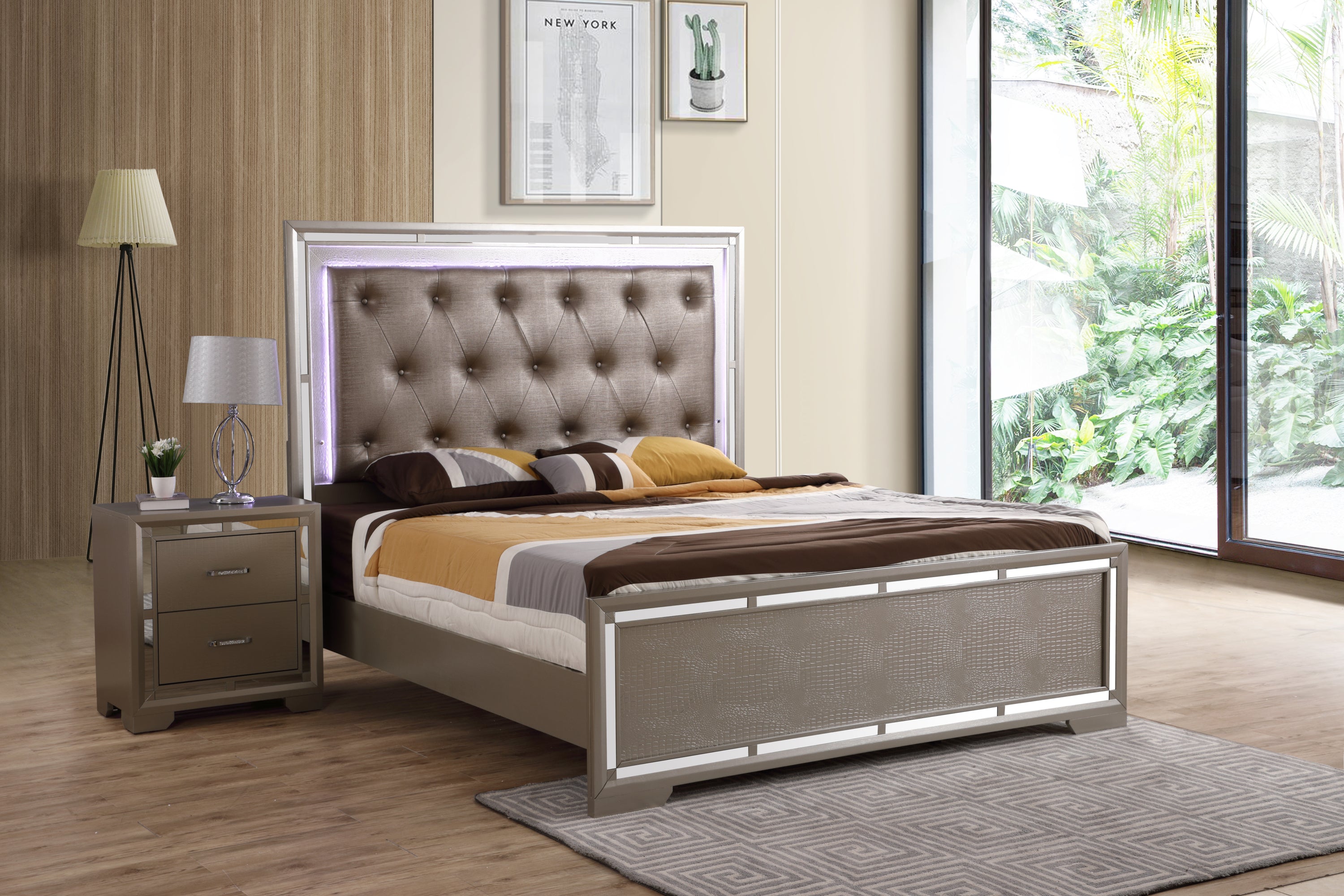 Alana Silver Champagne King Bed G6800A-KB