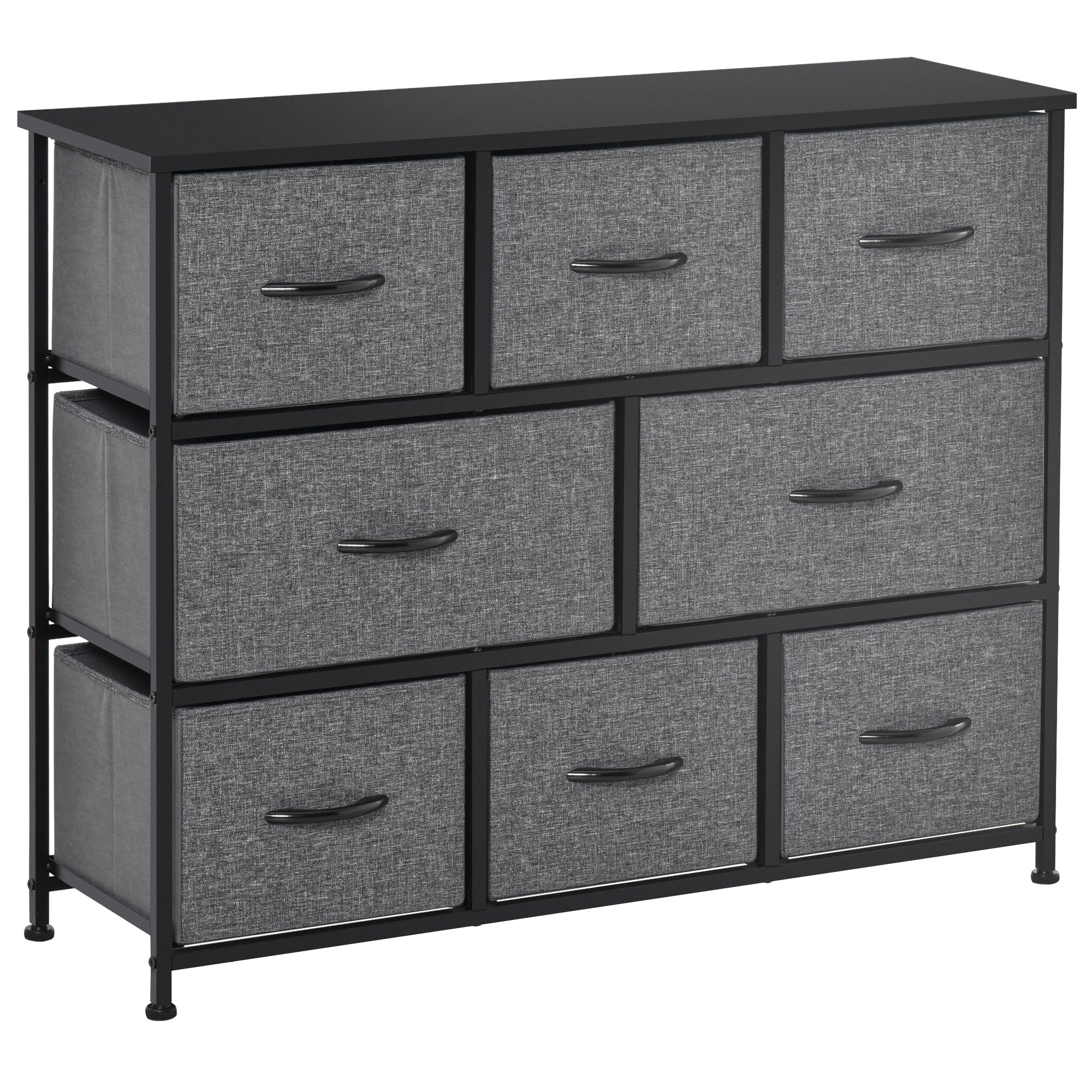 HOMCOM 8-Drawer Fabric Dresser Chest Storage Organizer Gray