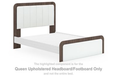 Kendanport - Brown / White - Queen Upholstered Headboard/Footboard