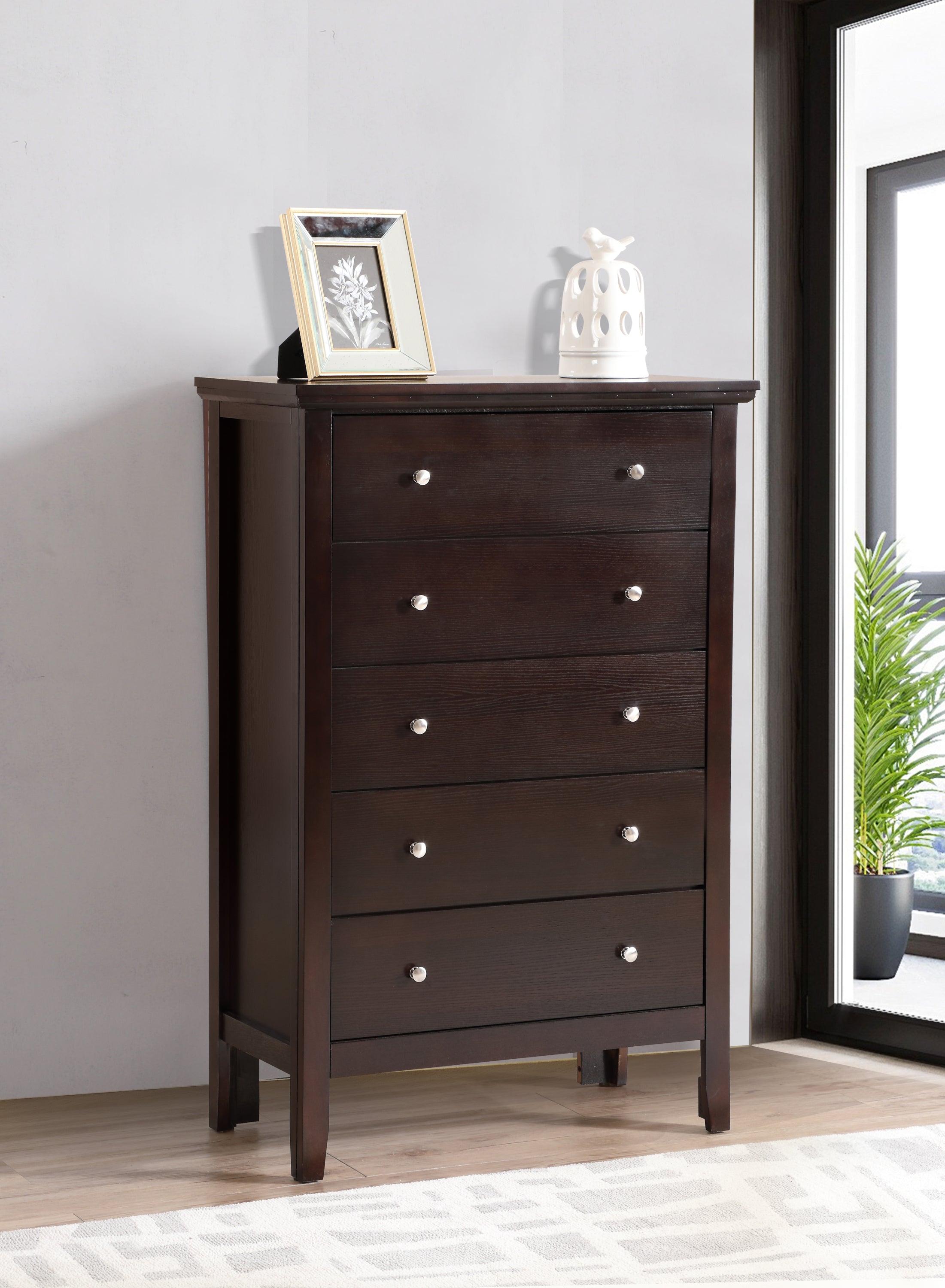 Primo G1300-CH Espresso Chest Dresser - Elegant Bedroom Furniture