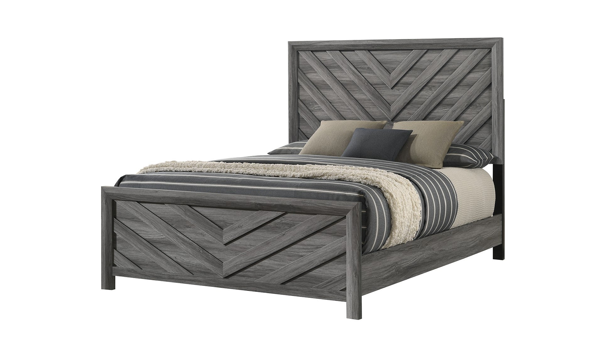 Denver Modern Style Twin Bed | Gray Wood Finish