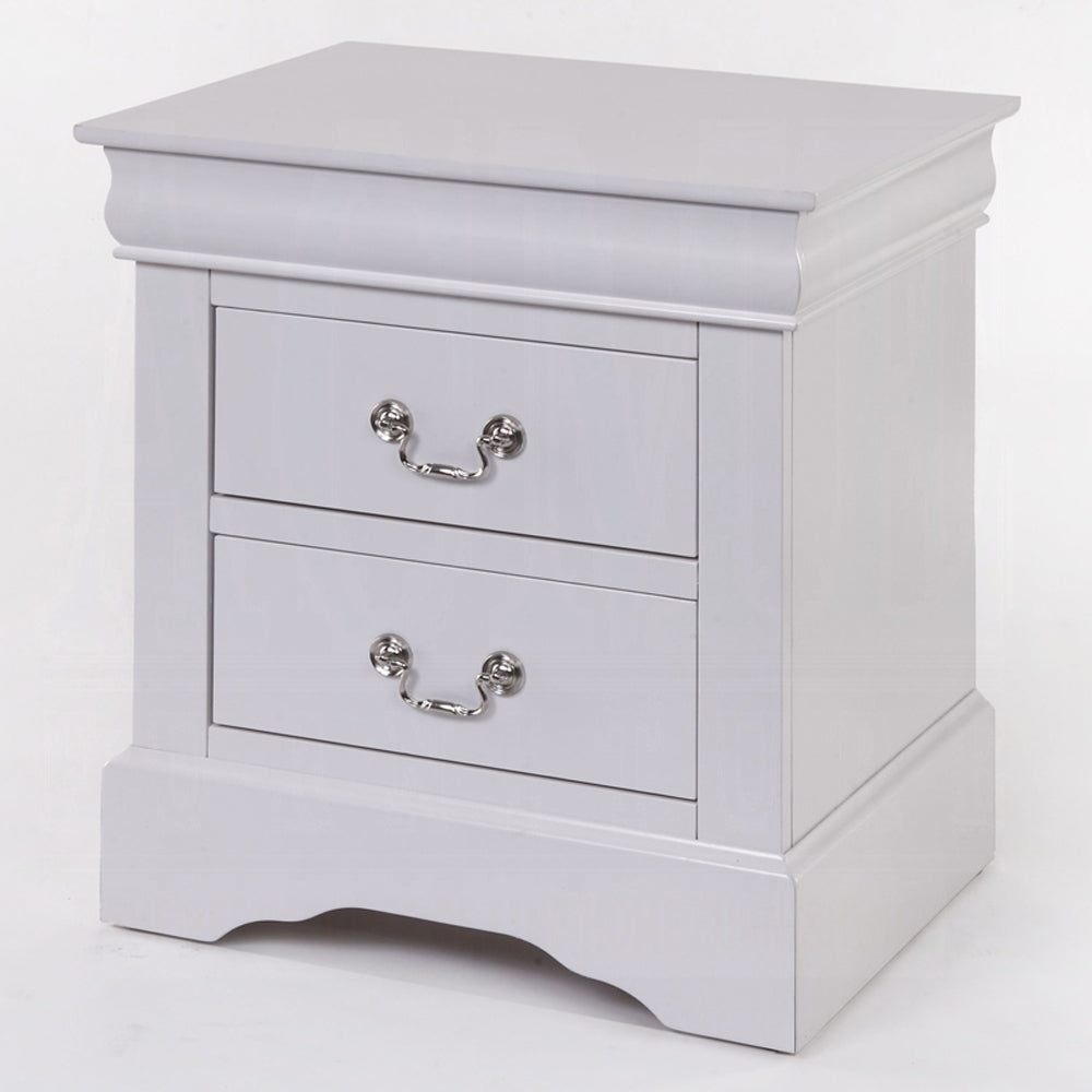 Louis Phillipe White 2-Drawer Nightstand Bedroom Furniture