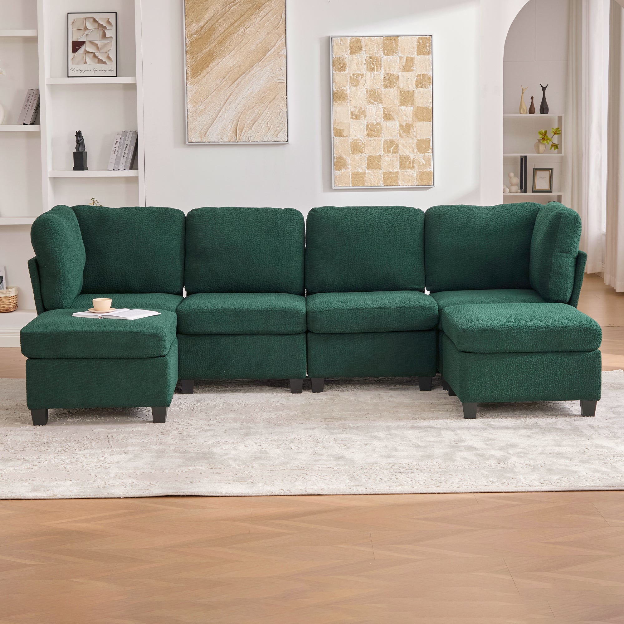 UNITED WE WIN 6-Seat Modular U-Shaped Sectional w/ Storage