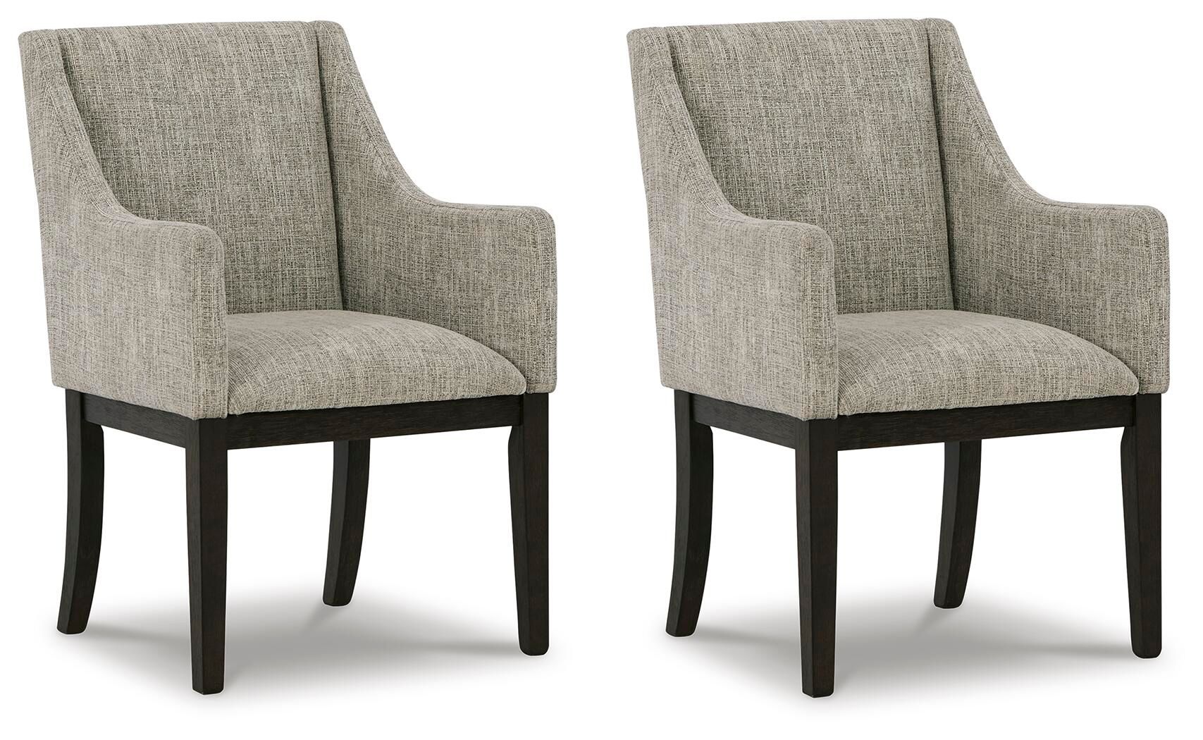 Burkhaus Beige & Dark Brown Two-Tone Upholstered Dining Arm Chair (Set of 2) - Padded