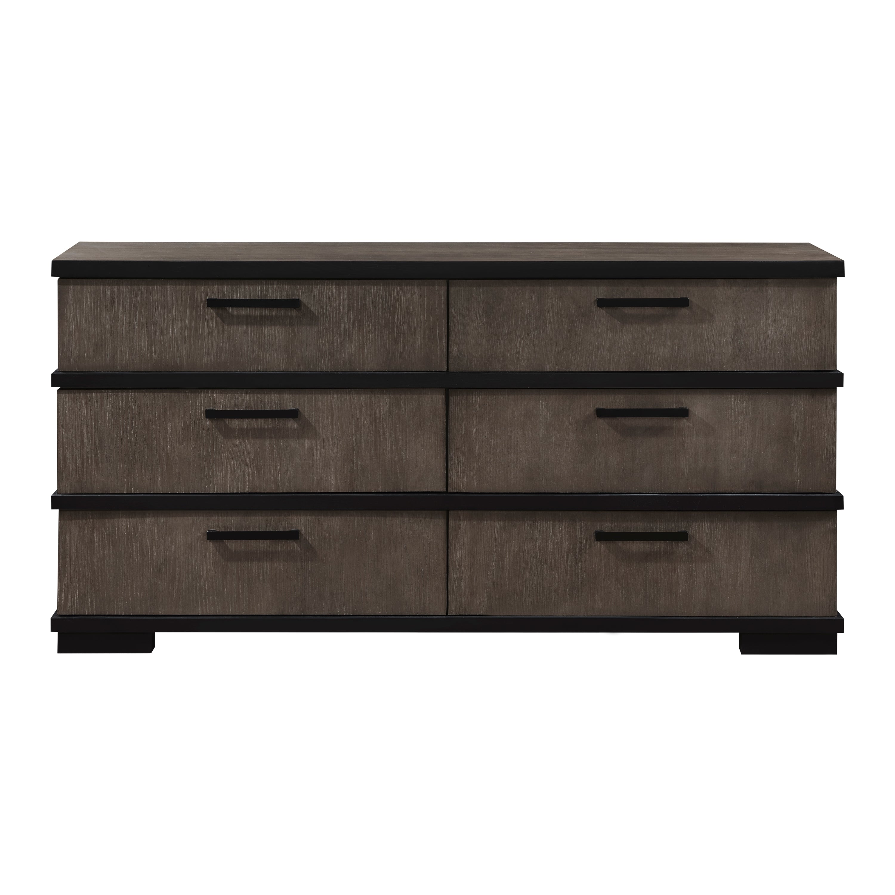 Modern Industrial 6-Drawer Dresser | Two-Tone Brown Black