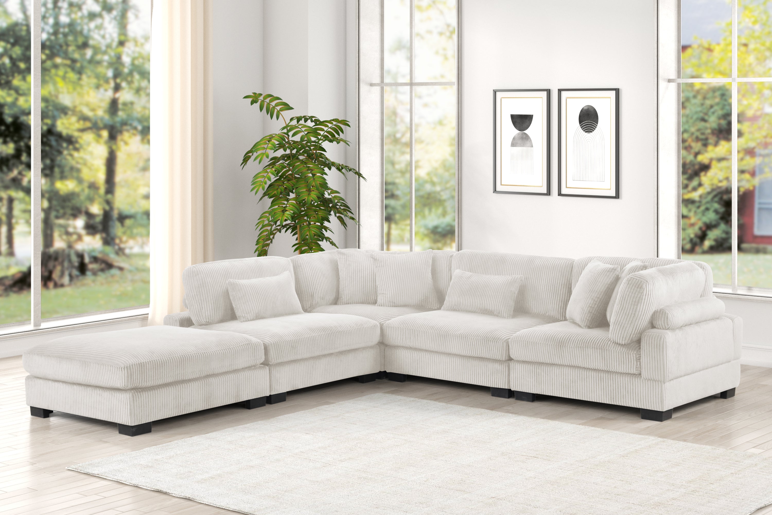Bentley Modern Corduroy Modular Sectional - Cream