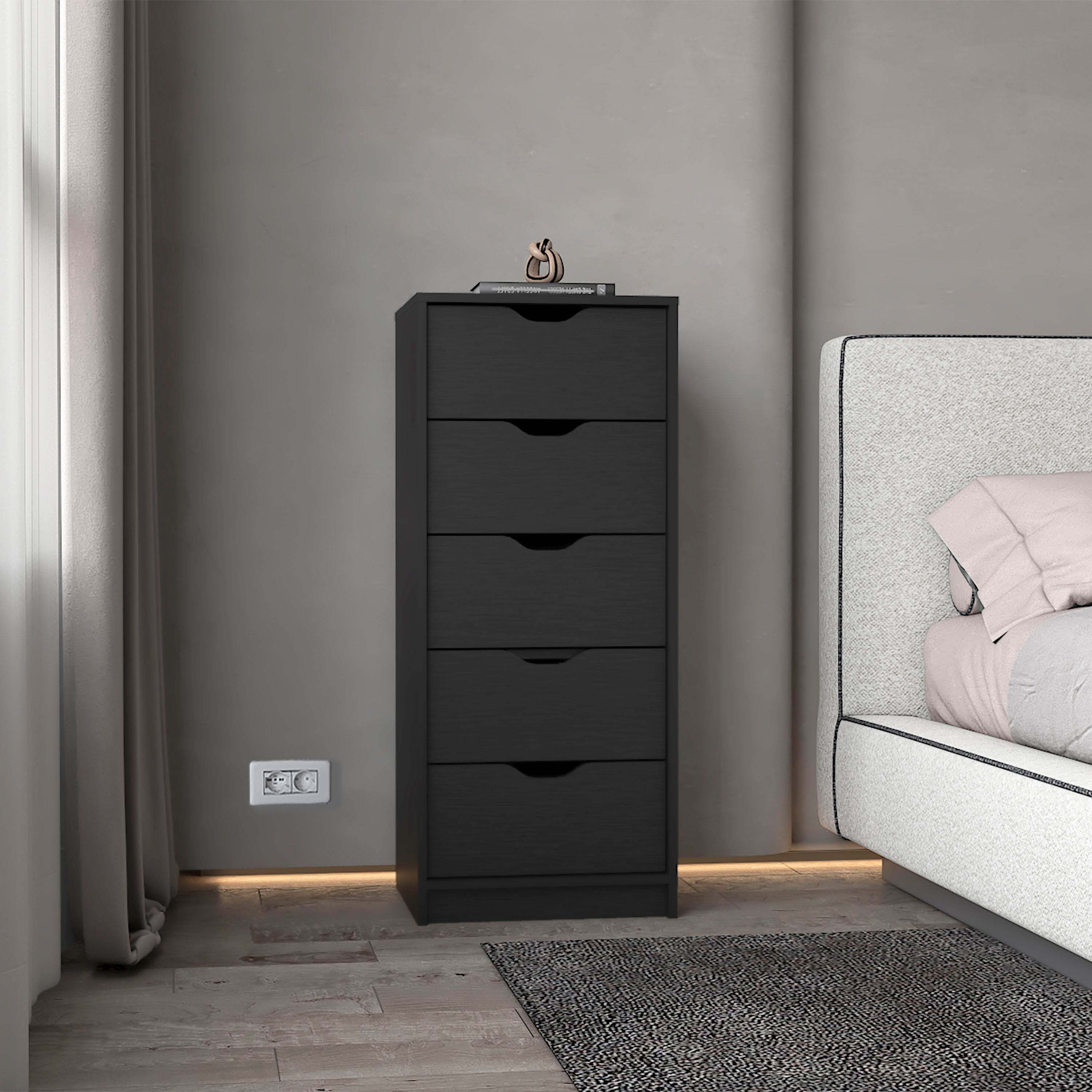 Wenge Narrow 5-Drawer Dresser | Bedroom Furniture