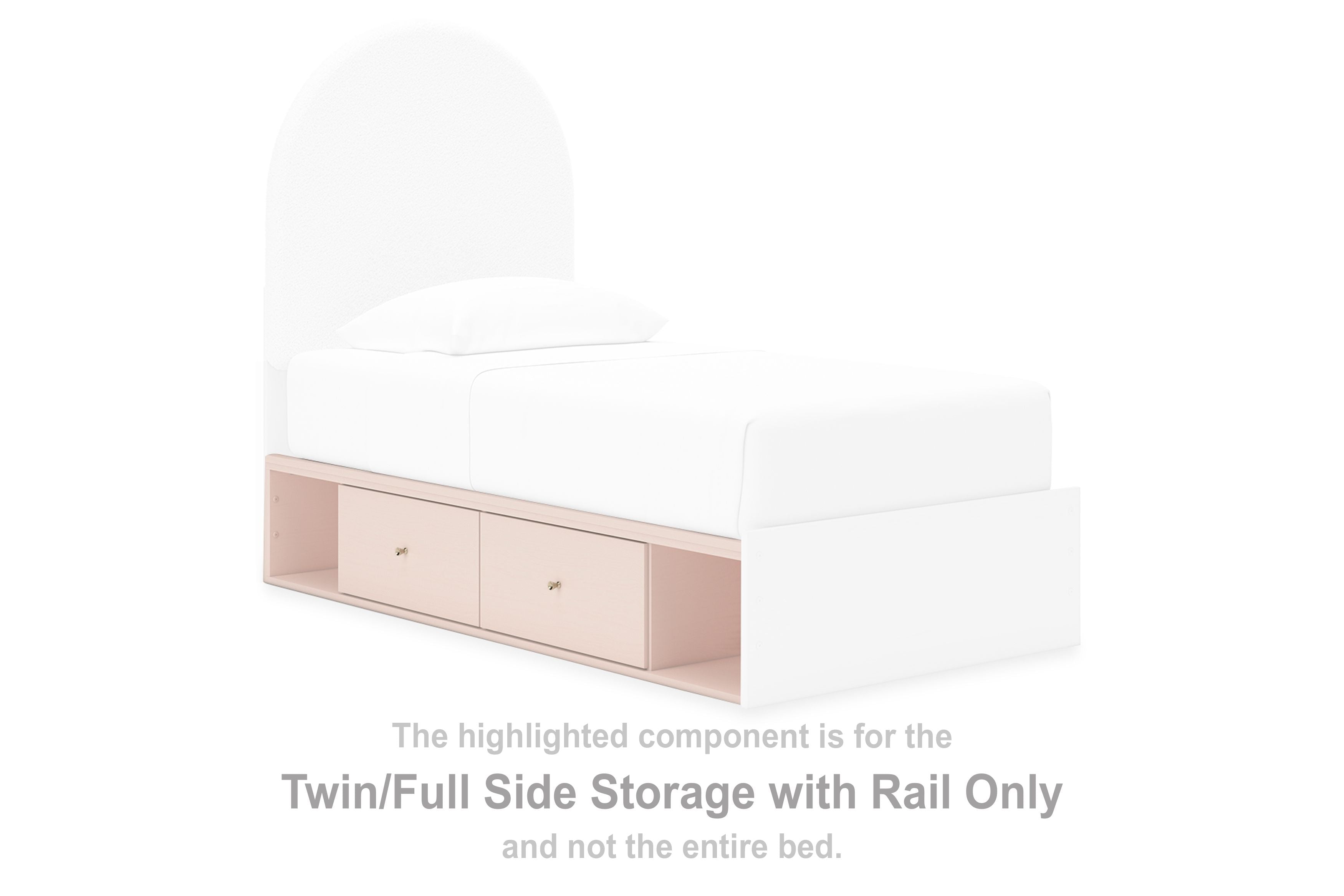Wistenpine - Twin/Full Side Storage With Rail - Blush