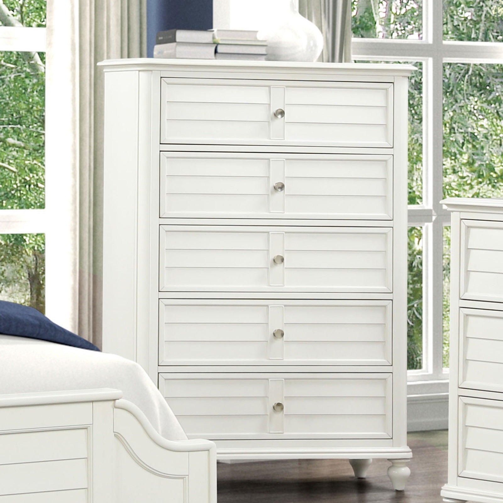 Coastal Transitional Chest: Antique White Bedroom Furniture