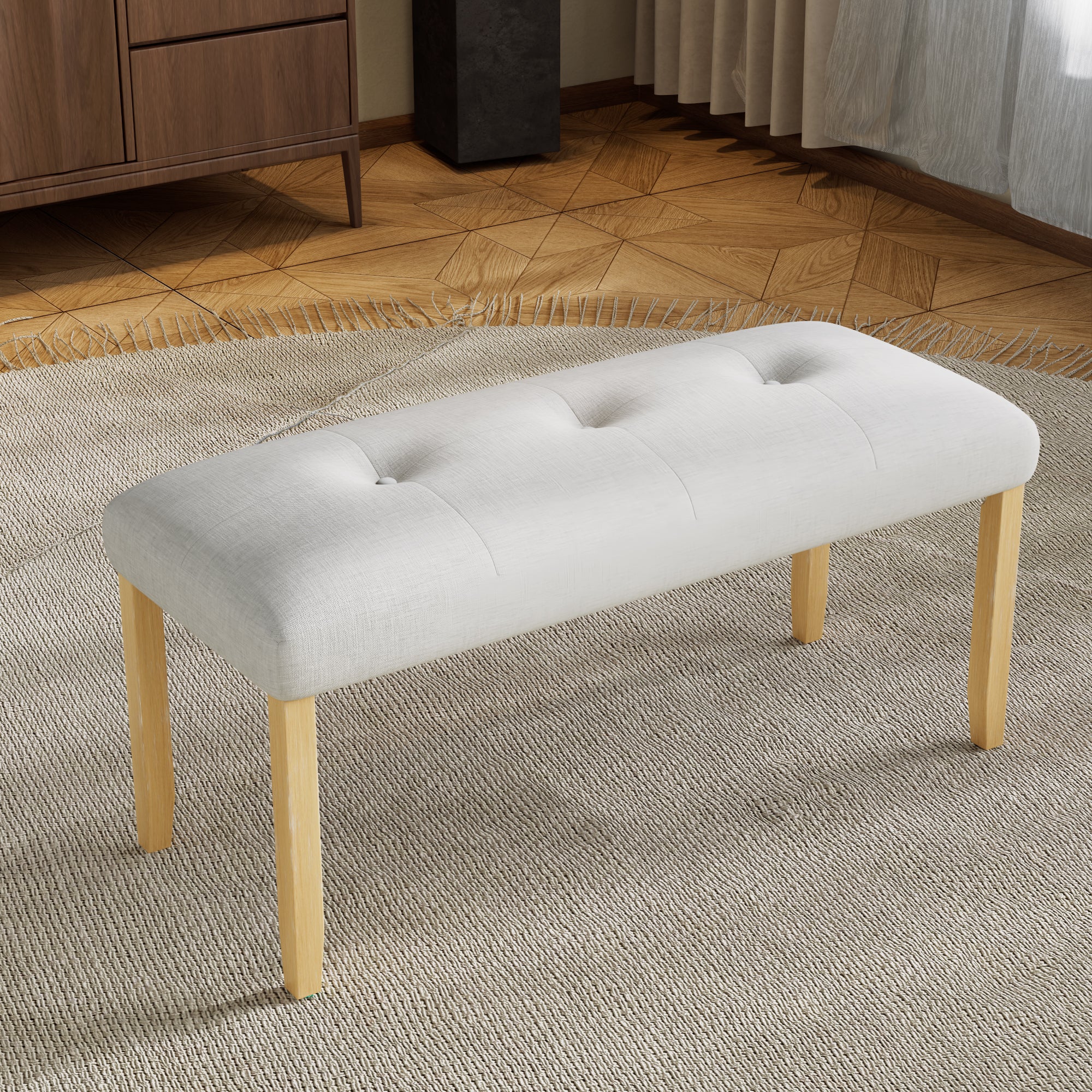 Modern Upholstered Tufted Bench for Bedroom Dining Entryway
