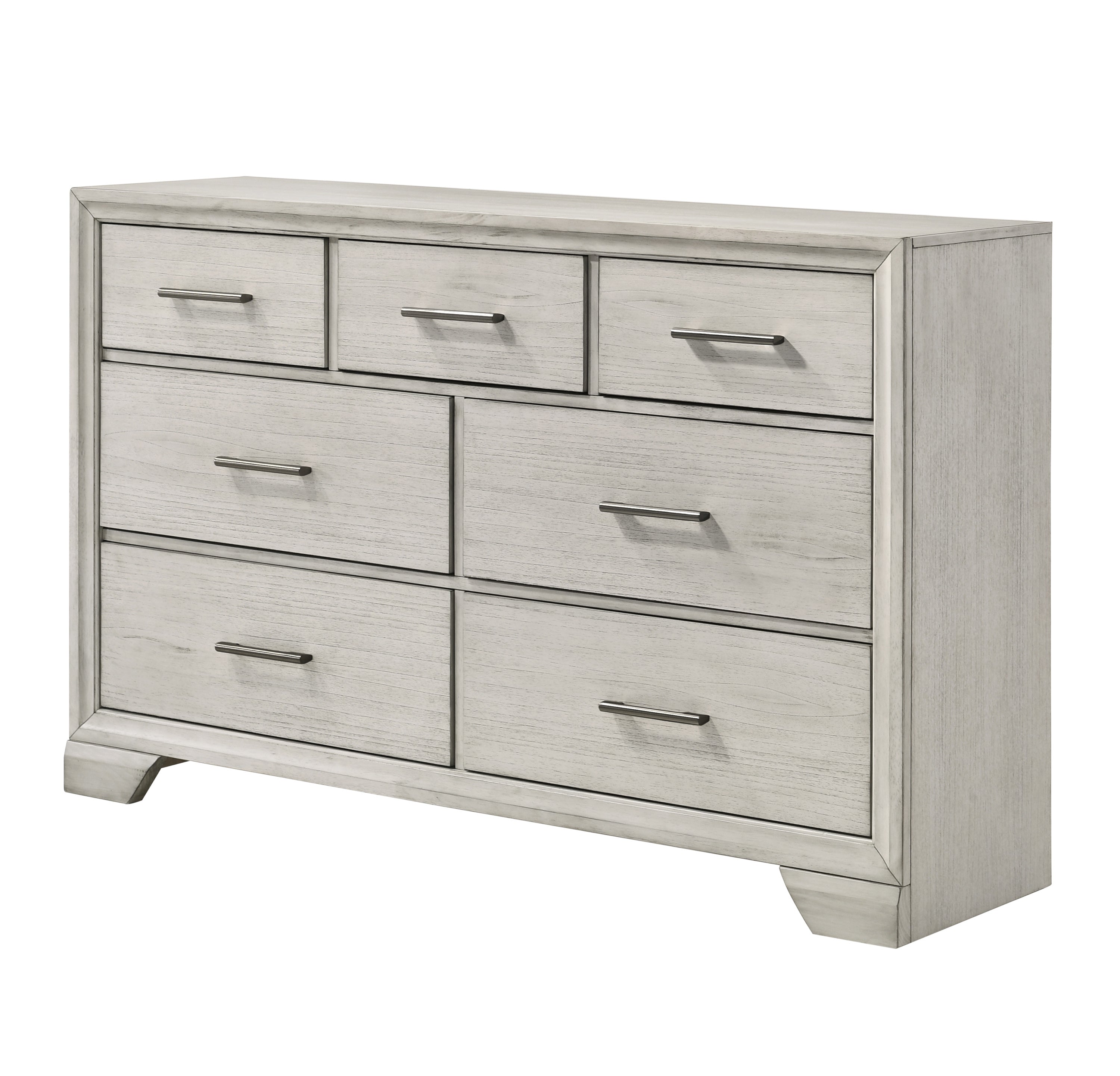 White Mist Contemporary Solid Wood Dresser & Storage Drawers