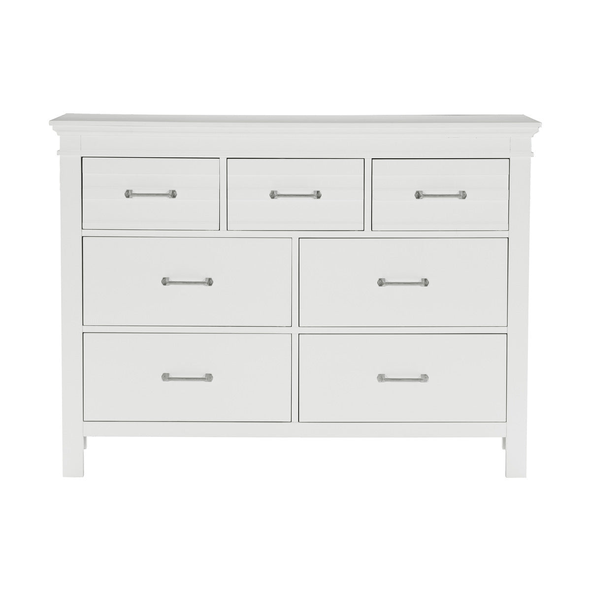 White 7-Drawer Transitional Wood Dresser for Bedroom Furniture