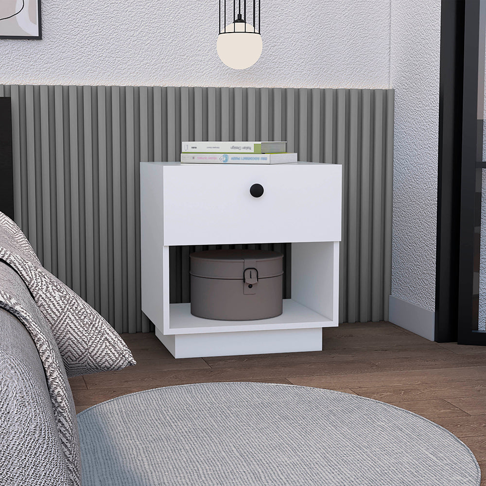 Viliigili White Nightstand with One Drawer