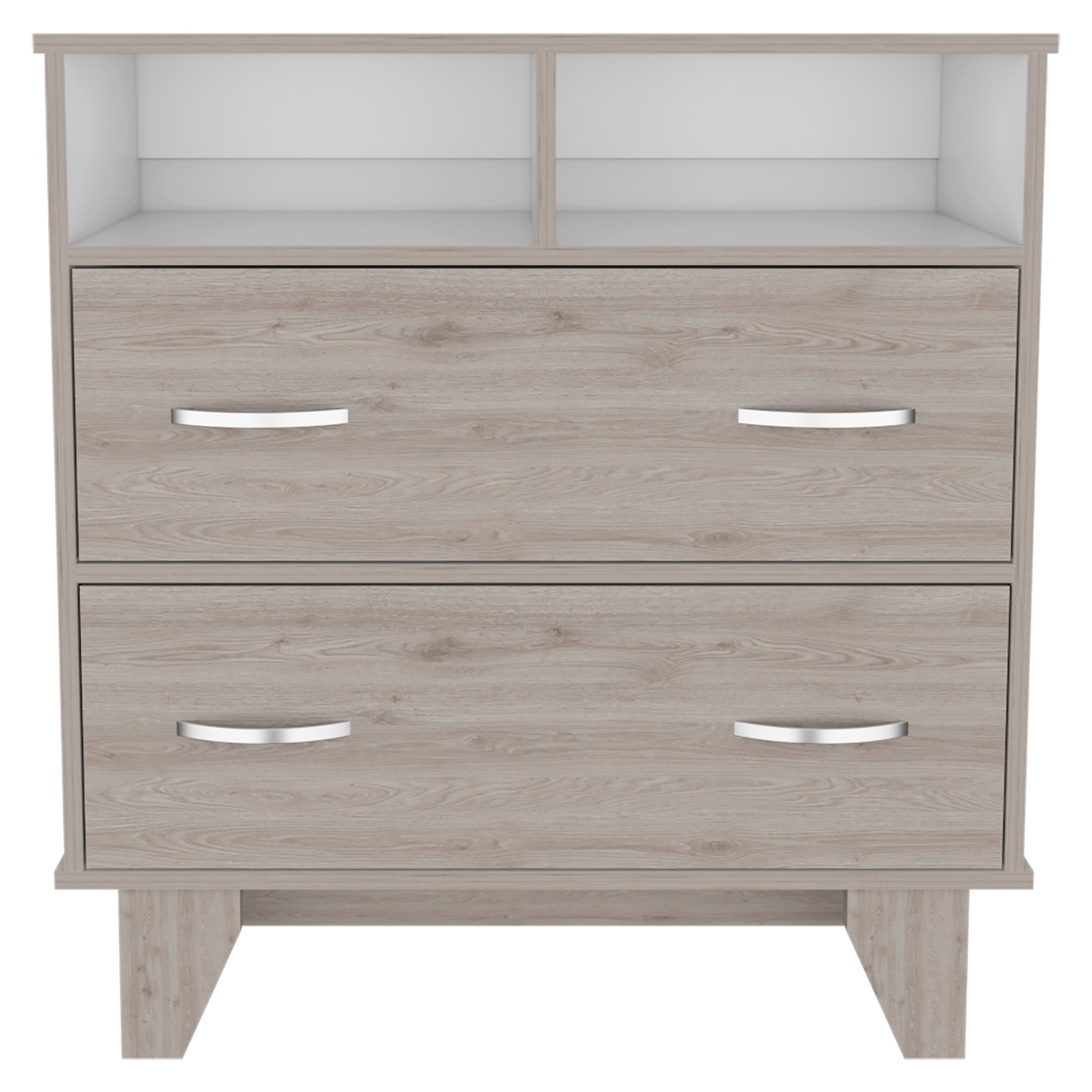 Arabi Double Drawer Dresser - Light Gray/White Bedroom