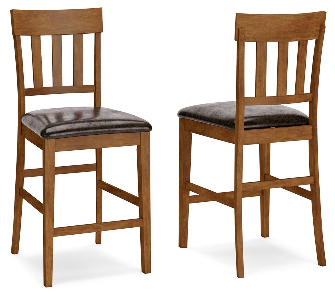 Ralene Medium Brown Upholstered Barstool (Set of 2) - Padded Faux Leather