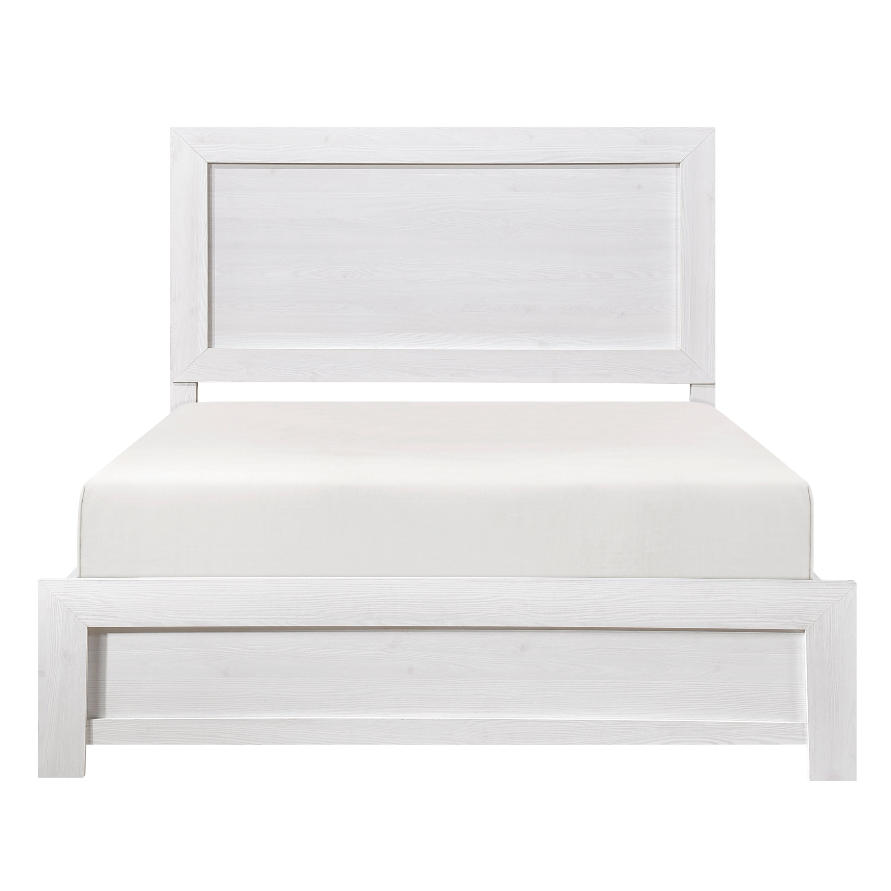 White Full Size Panel Bed | Wooden Bedroom Furniture Bed in a Box