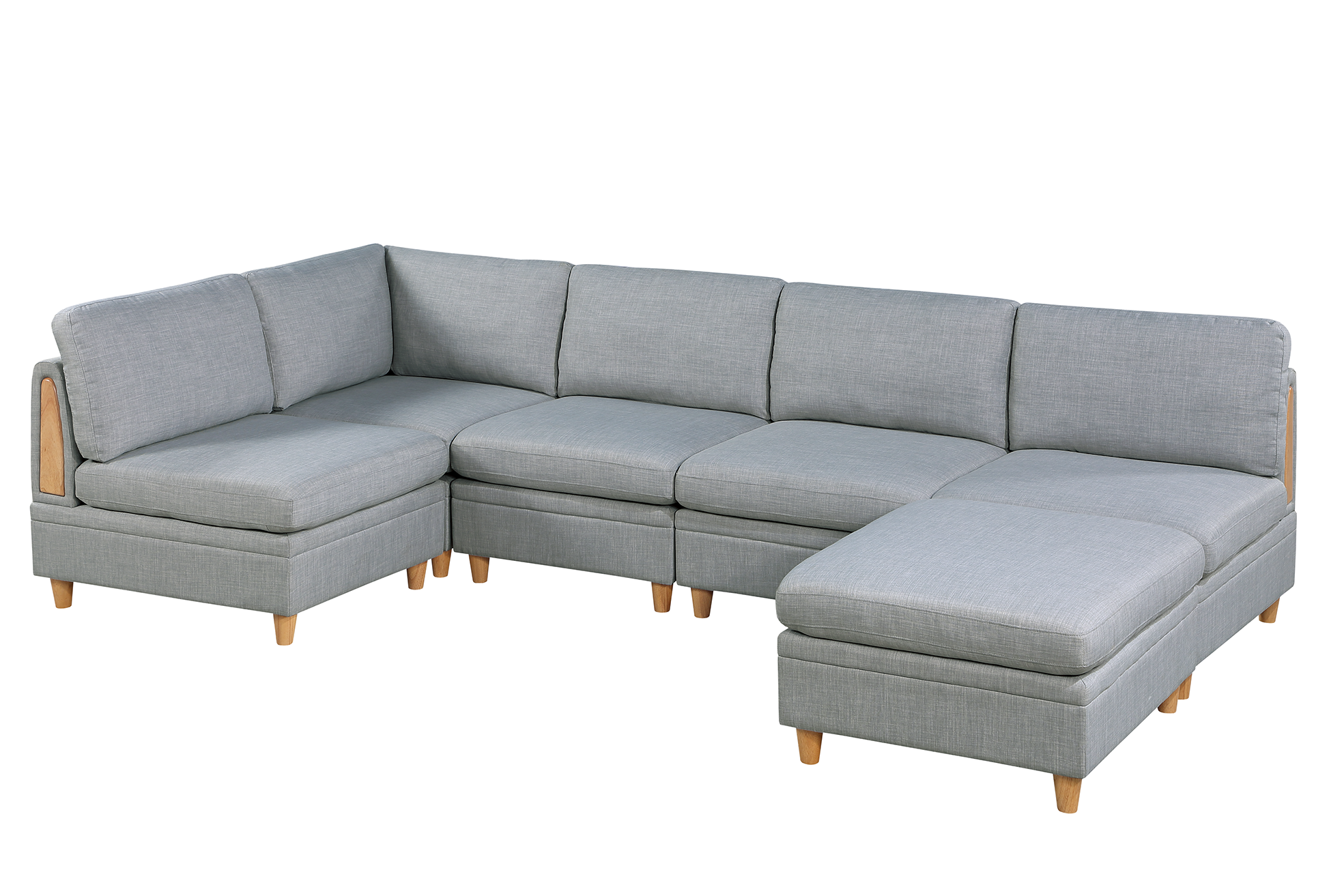 Light Gray 6-Piece Modular Sectional Sofa Set