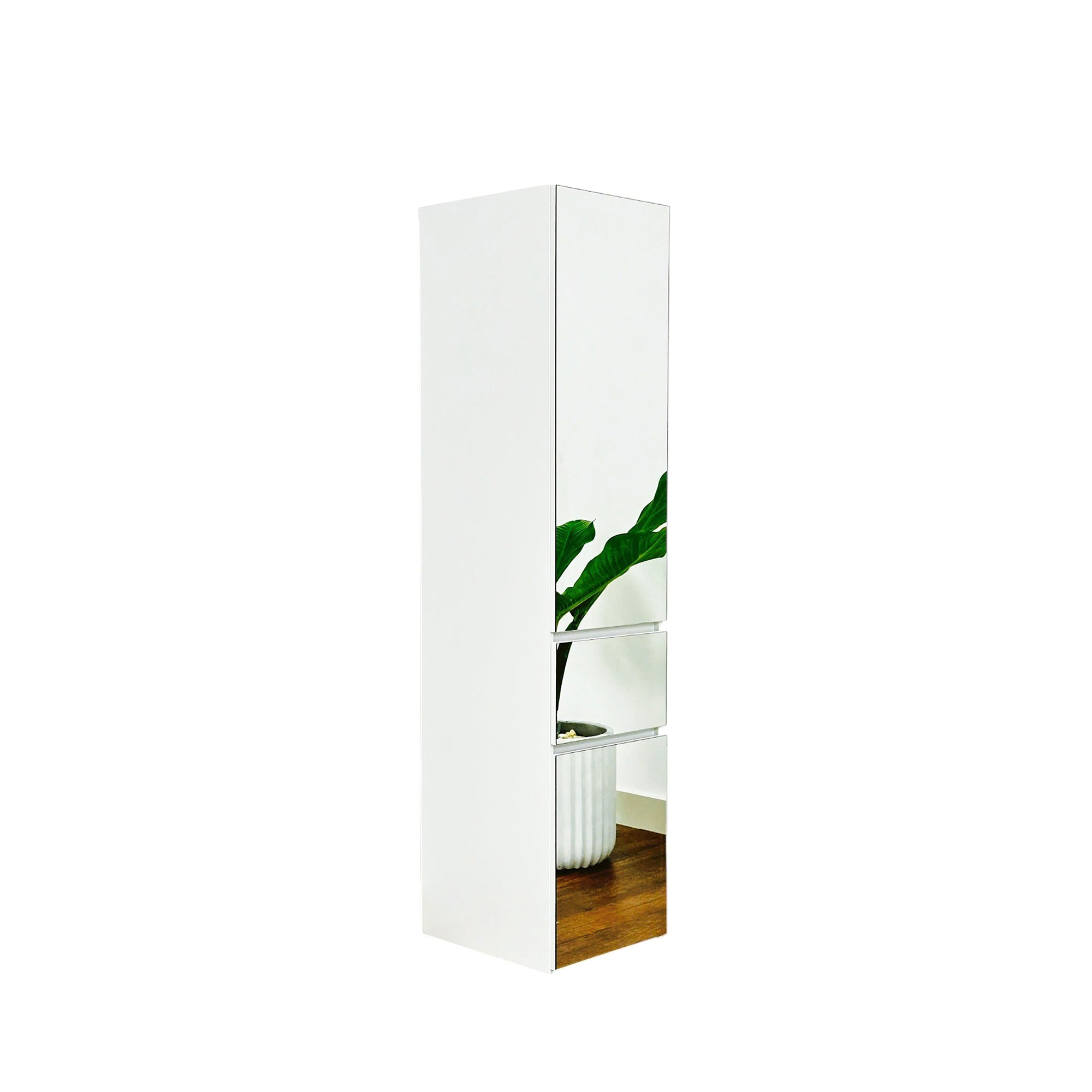 Elise Slim Modular Wood Closet Cabinet with Mirror, White