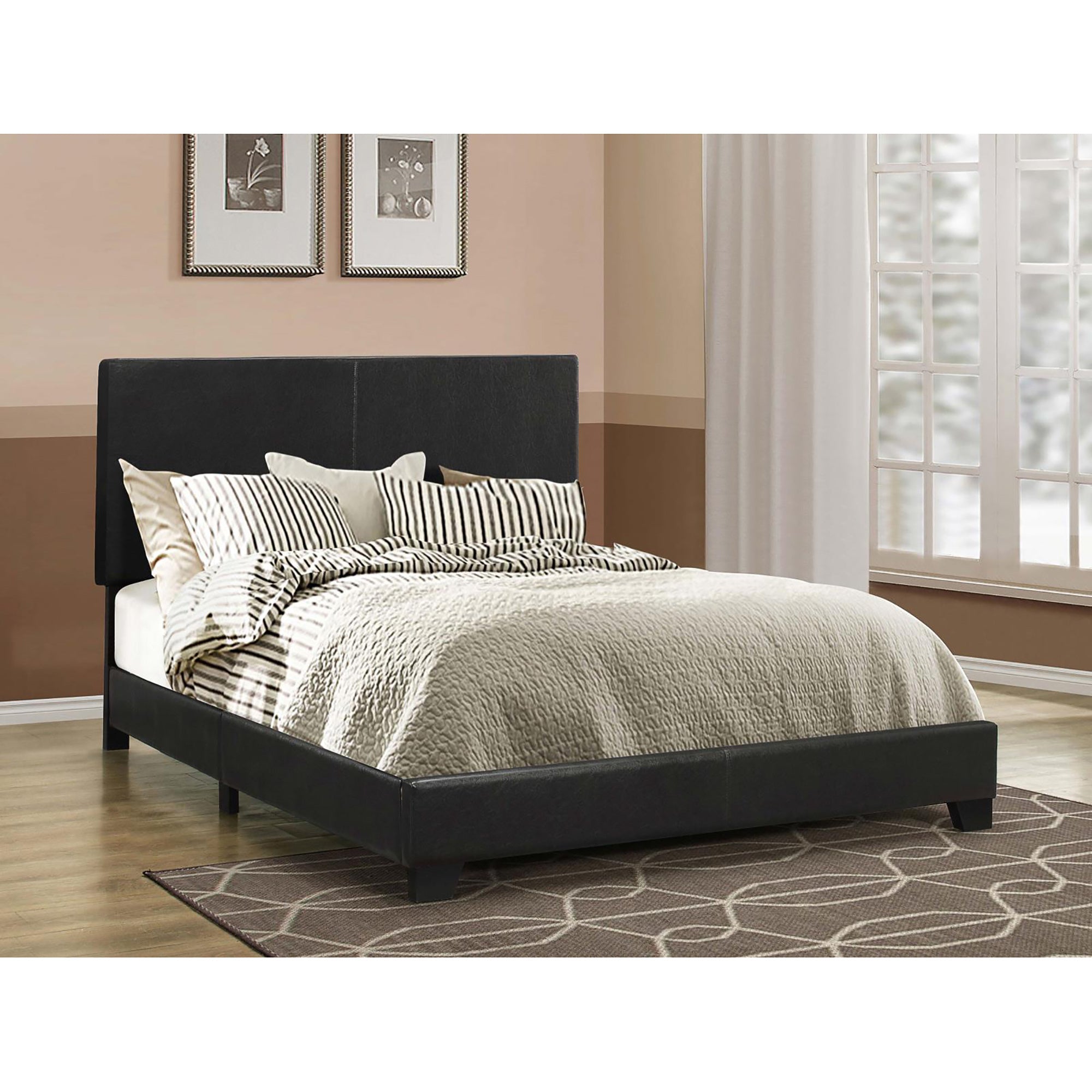 Black Upholstered Queen Panel Bed - Stylish & Comfortable Design