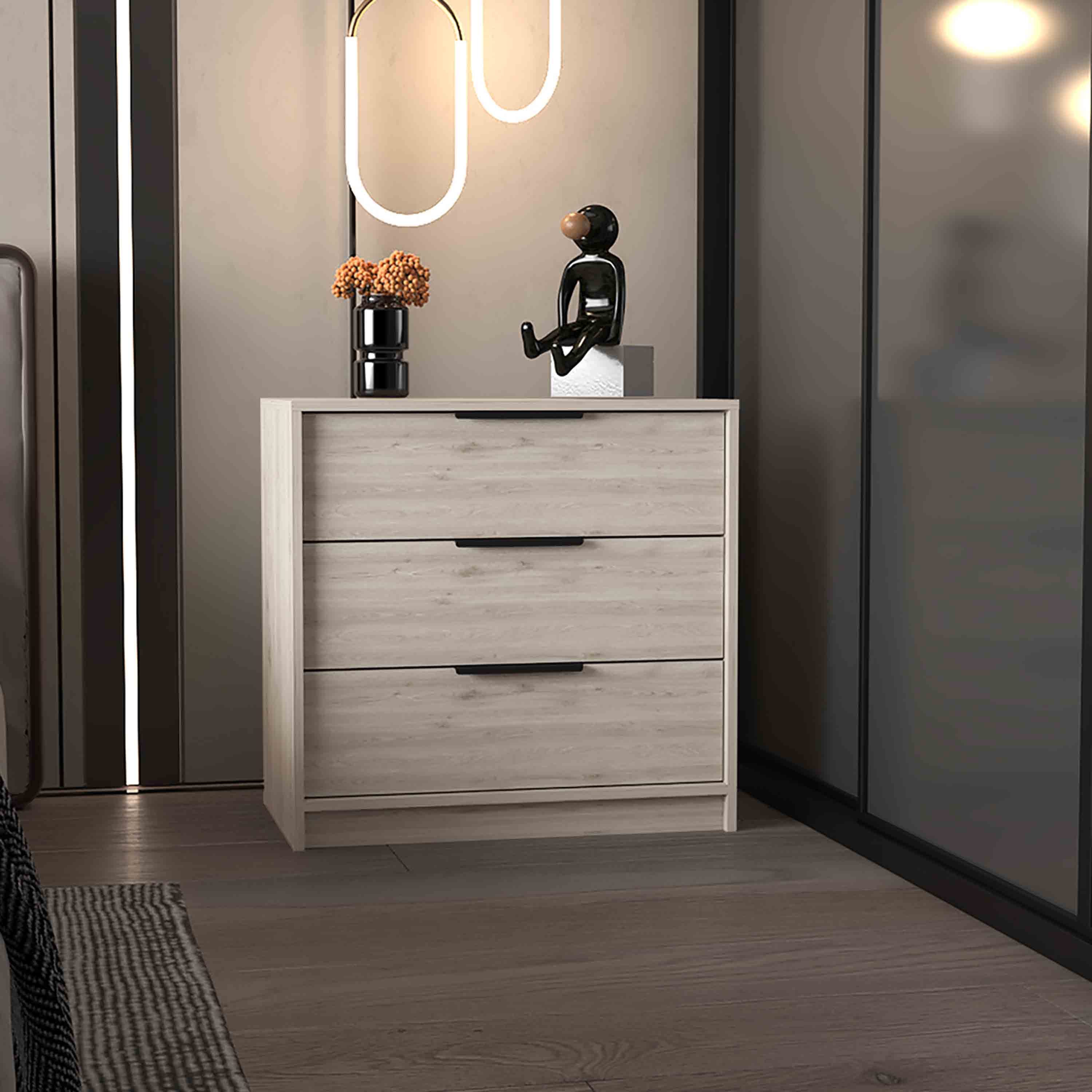 Light Gray 3-Drawer Dresser 27"H Superior Top