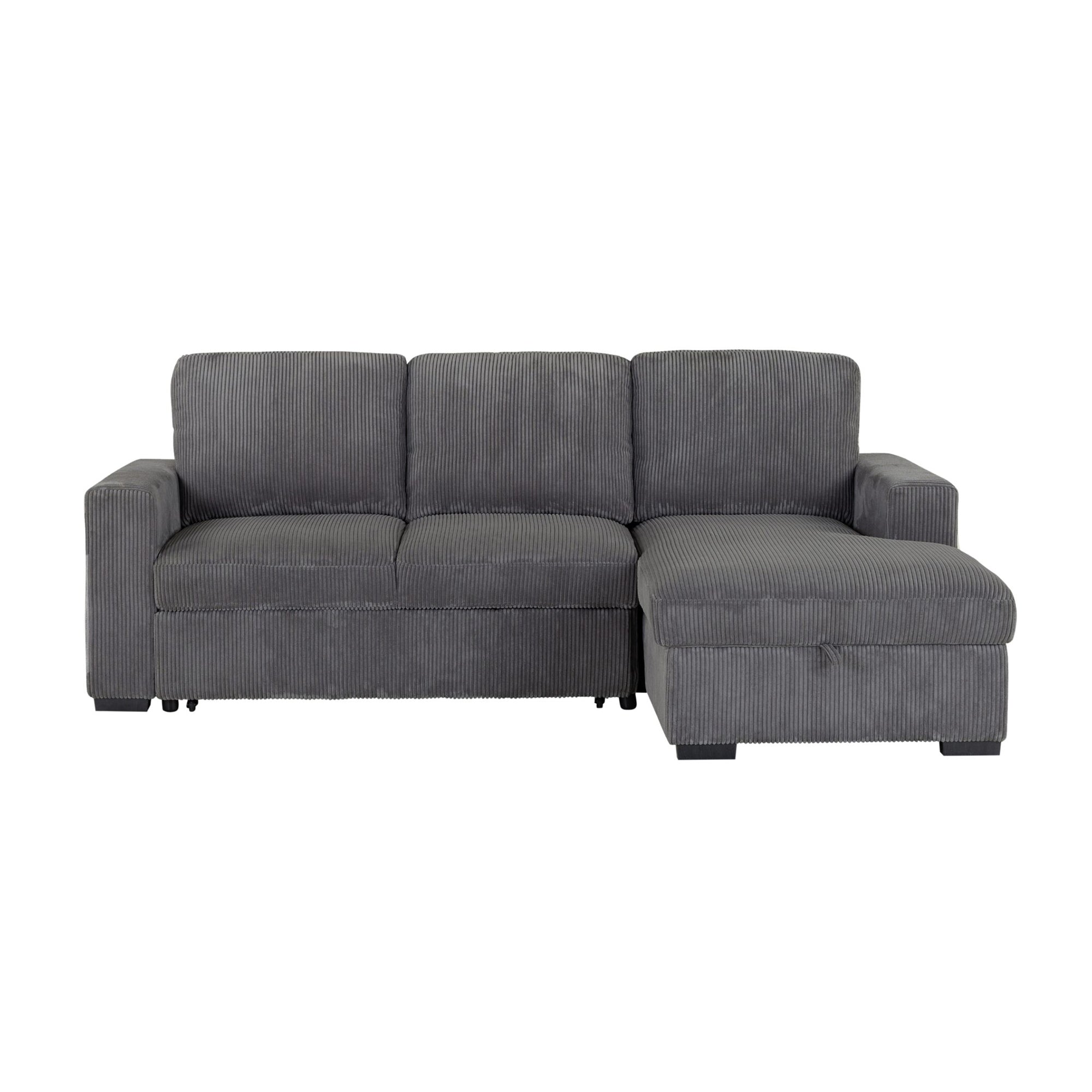 Melody Grey Fabric Pullout Sectional Sofa - Contemporary Style