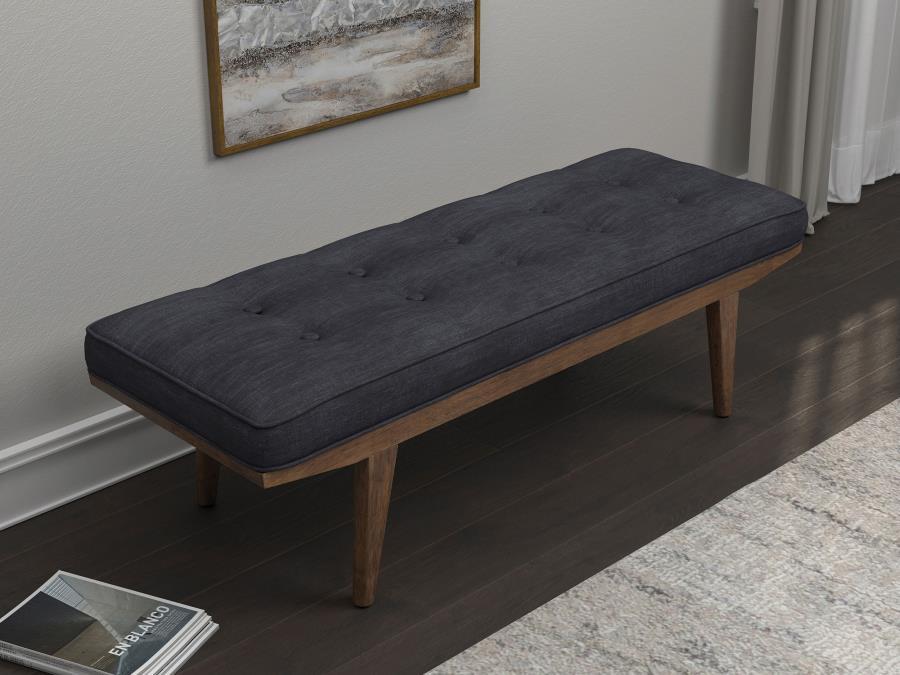 Grey Oak Tufted Bench - Stylish Seating for Home