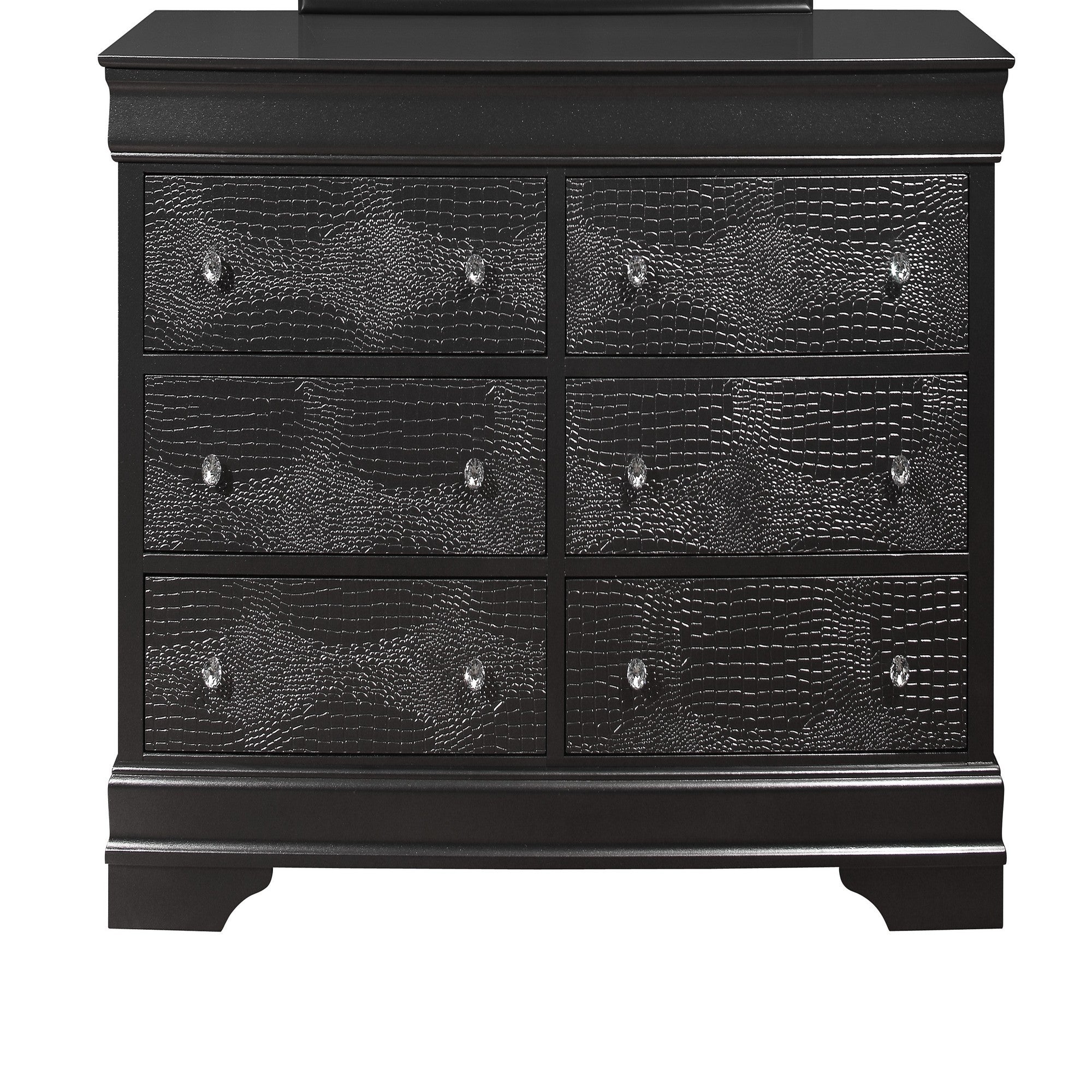 Crocodile Grey Contemporary Shaker Dresser, Crystal Embellished