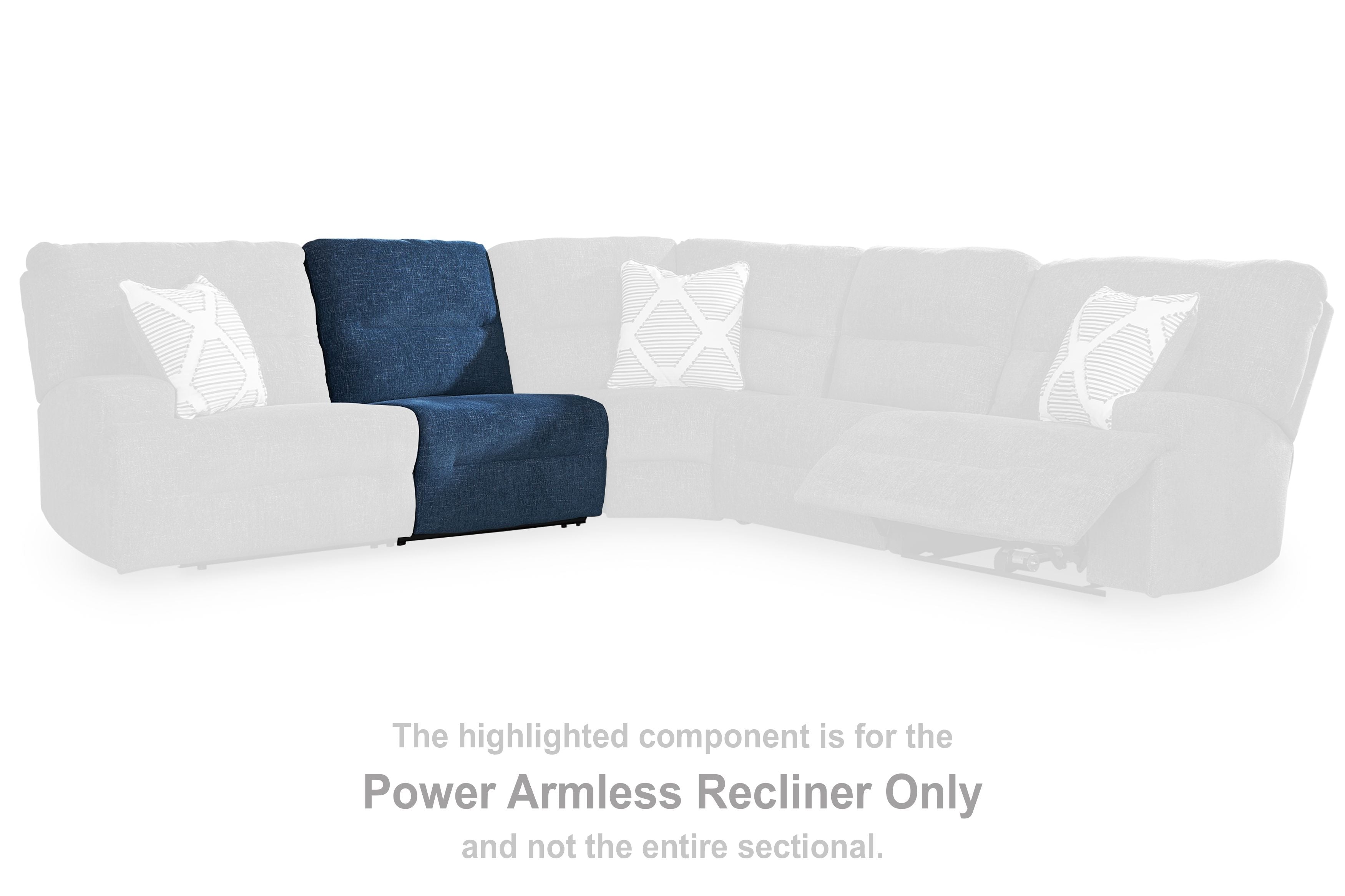 Acklen Place - Power Armless Recliner With Adj Headrest - Navy