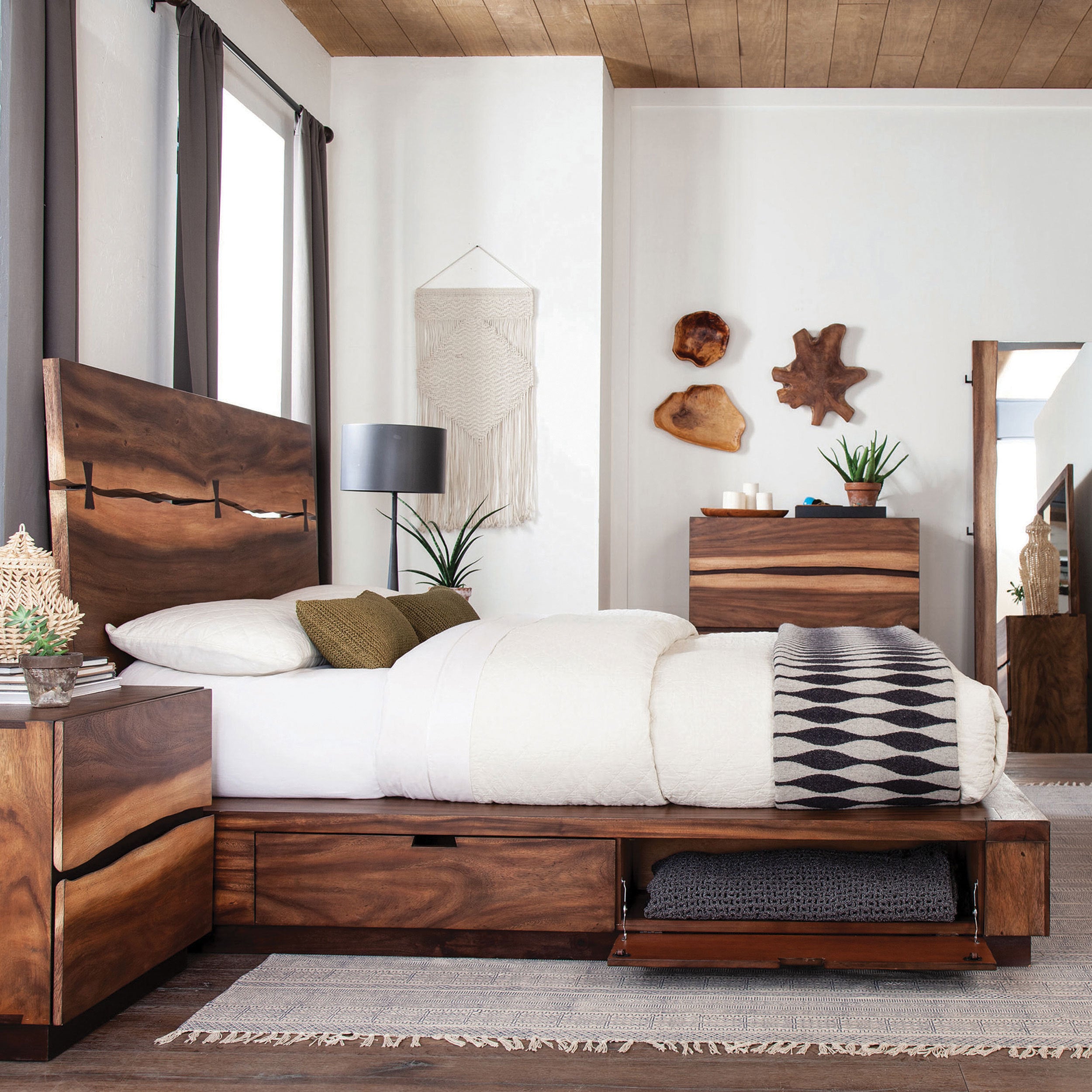 Mallory Smokey Walnut Eastern King Storage Platform Bed