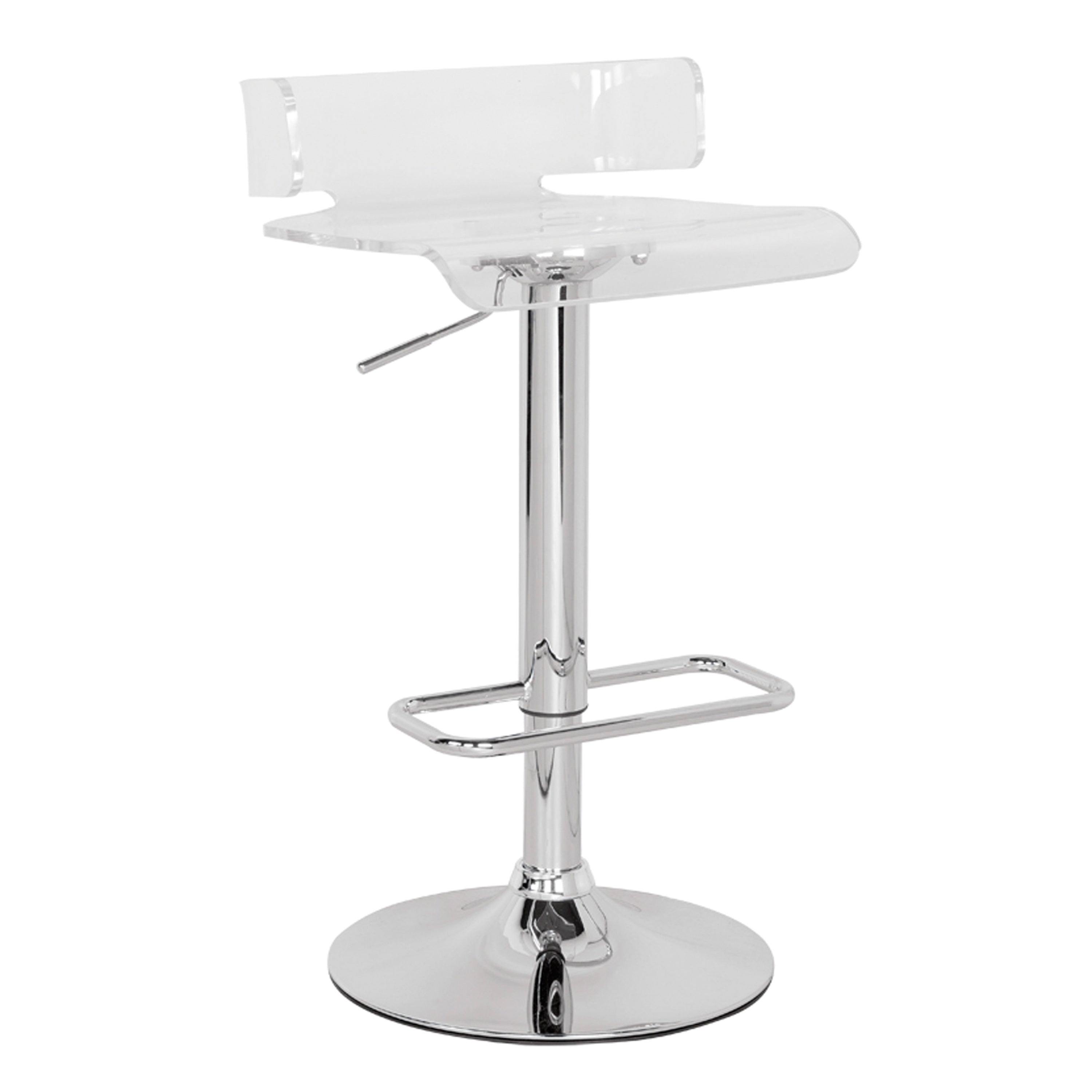 Clear Chrome Adjustable Swivel Stool