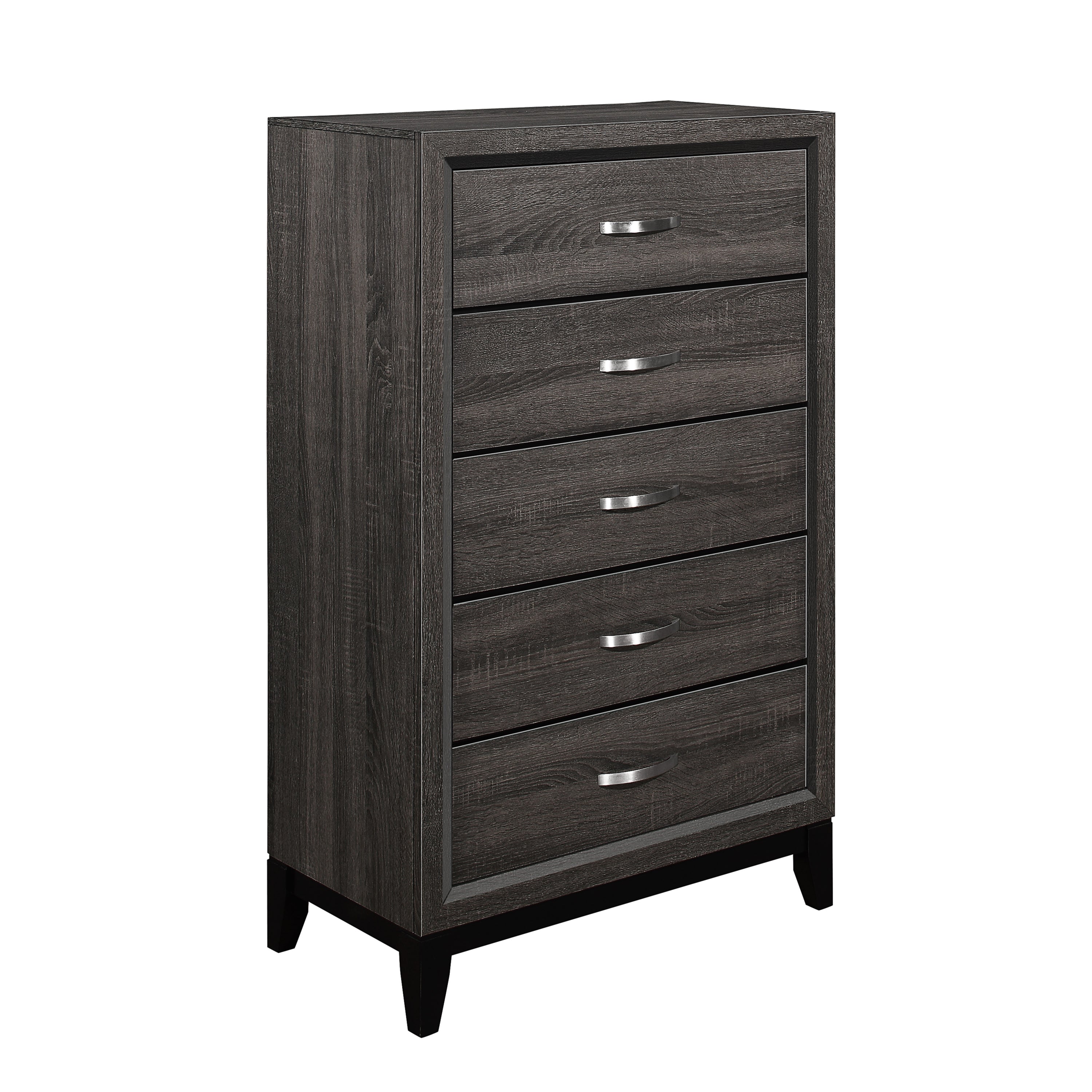 Contemporary Gray Chest of Drawers Chrome Pulls Bedroom Furniture