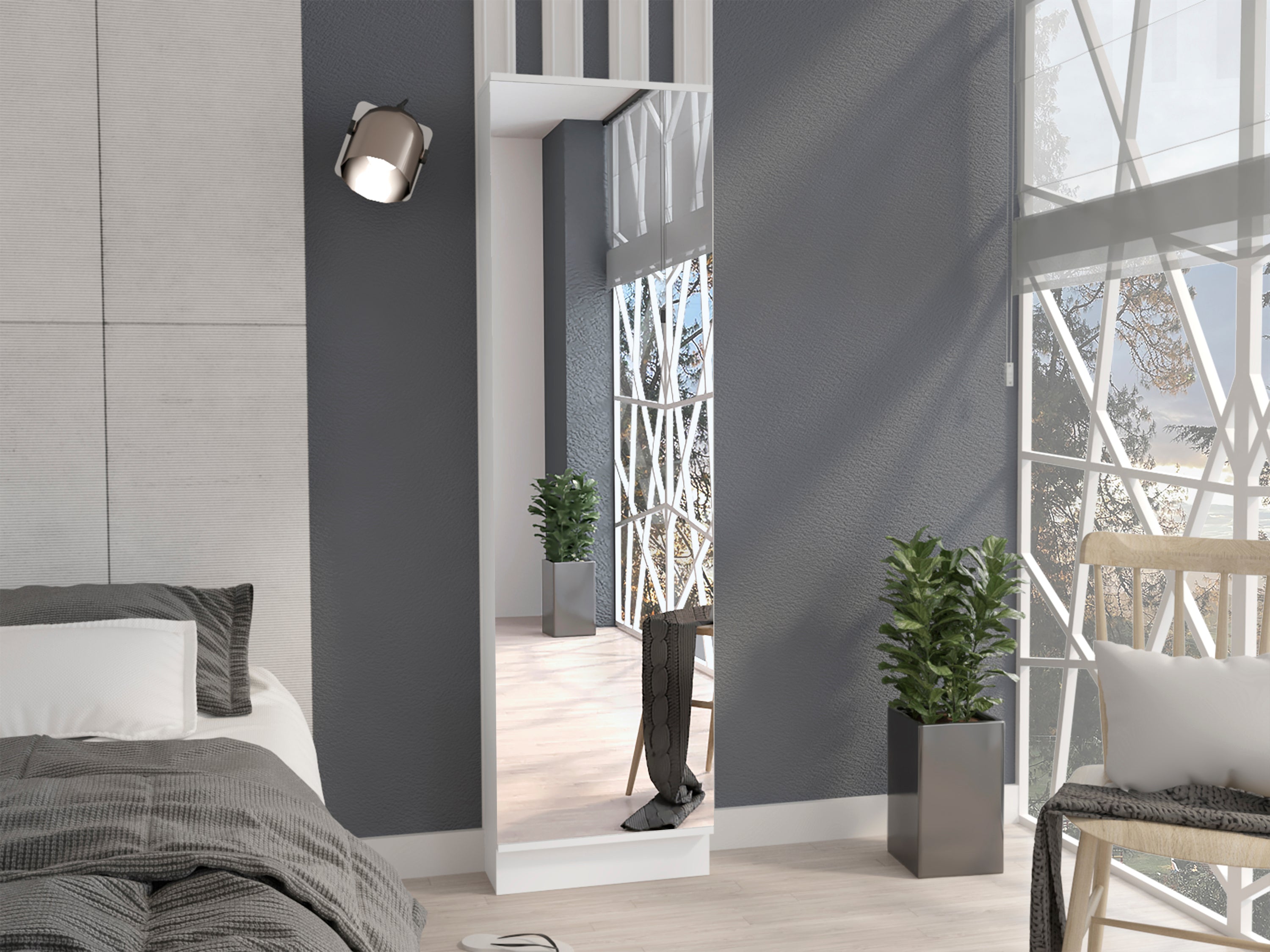 Leto XL White Shoe Rack with Mirror & 5 Shelves