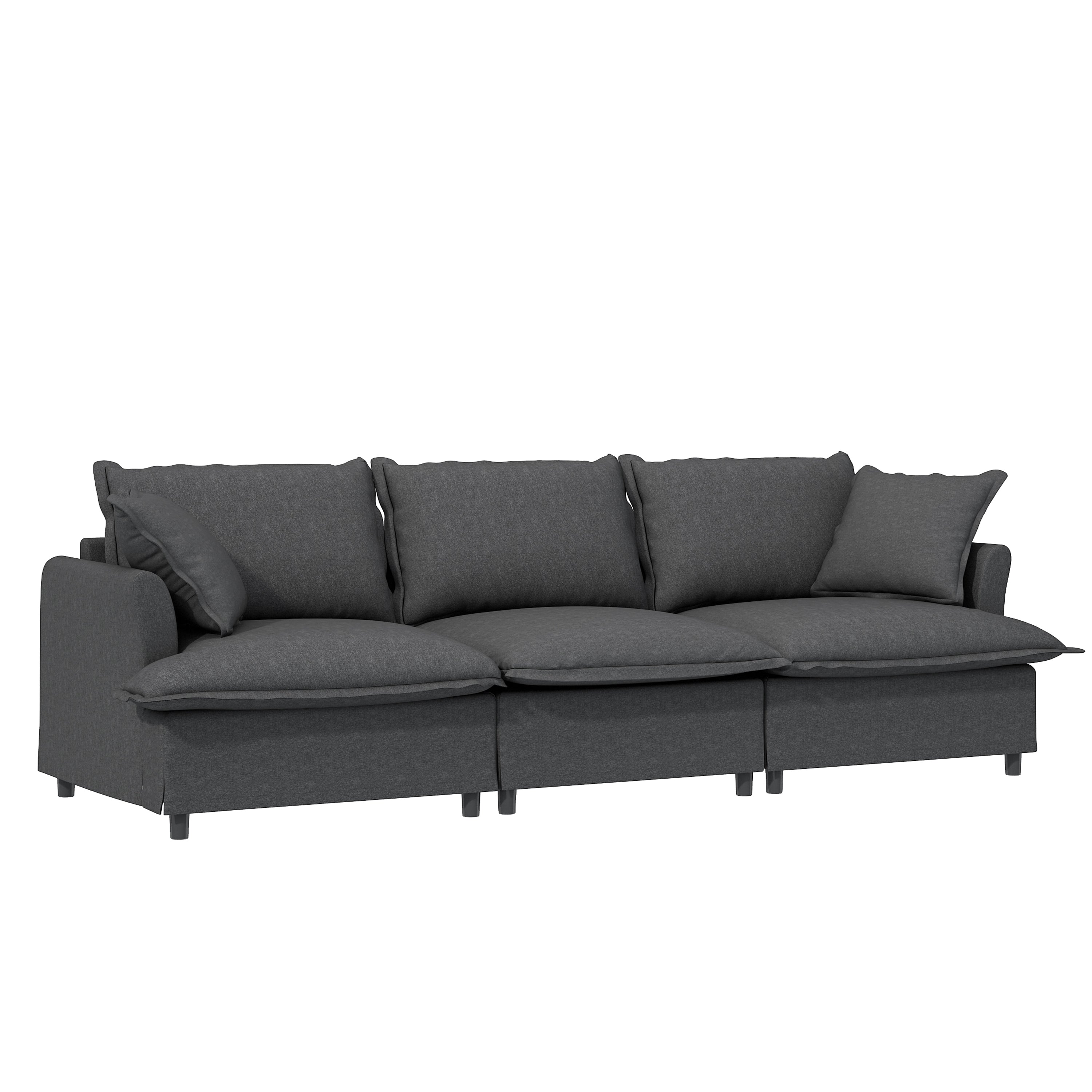 Modular Chenille Sectional Sofa Set - Gray 3+2 Seater