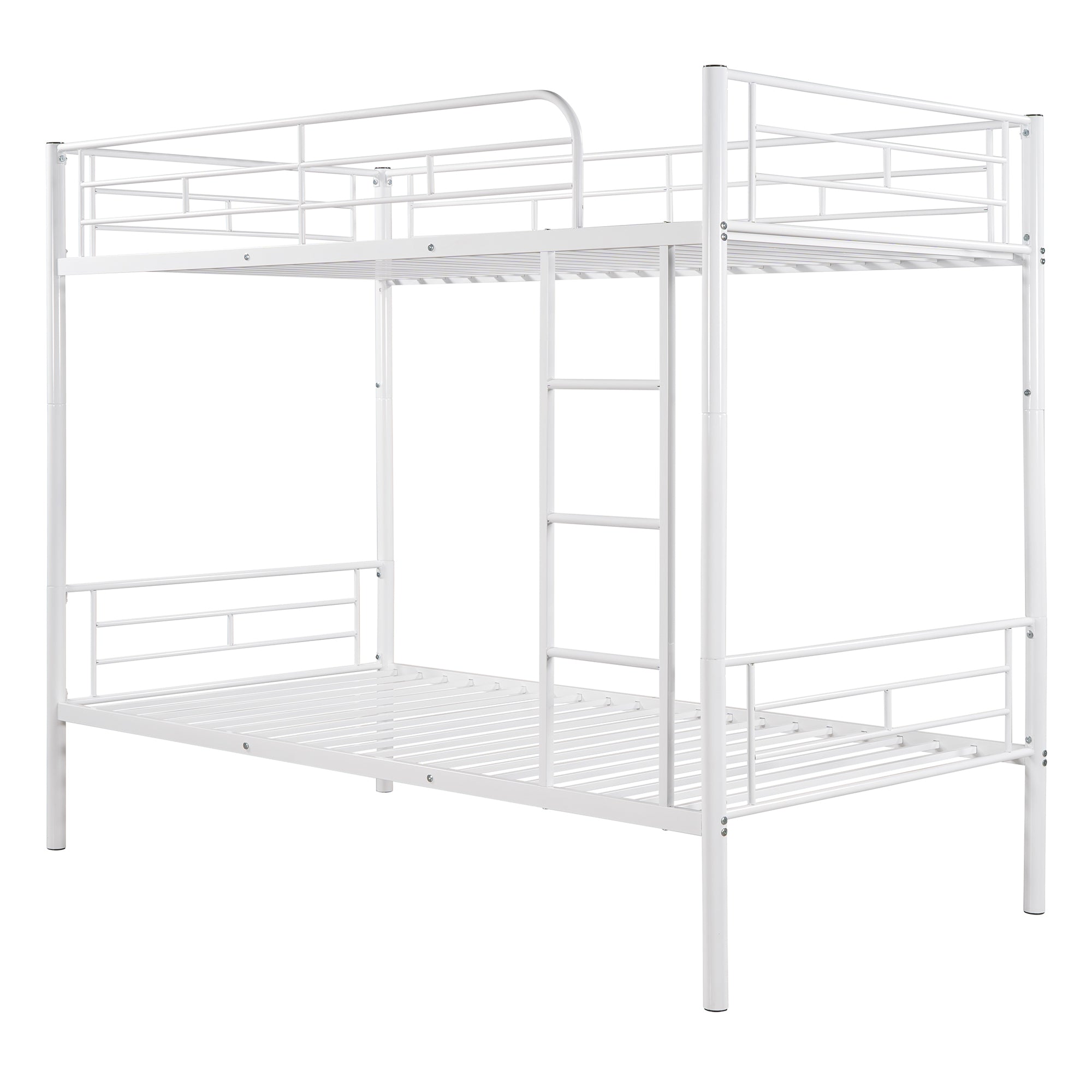 Barnaby White Twin Over Twin Metal Bunk Bed - Space Saving
