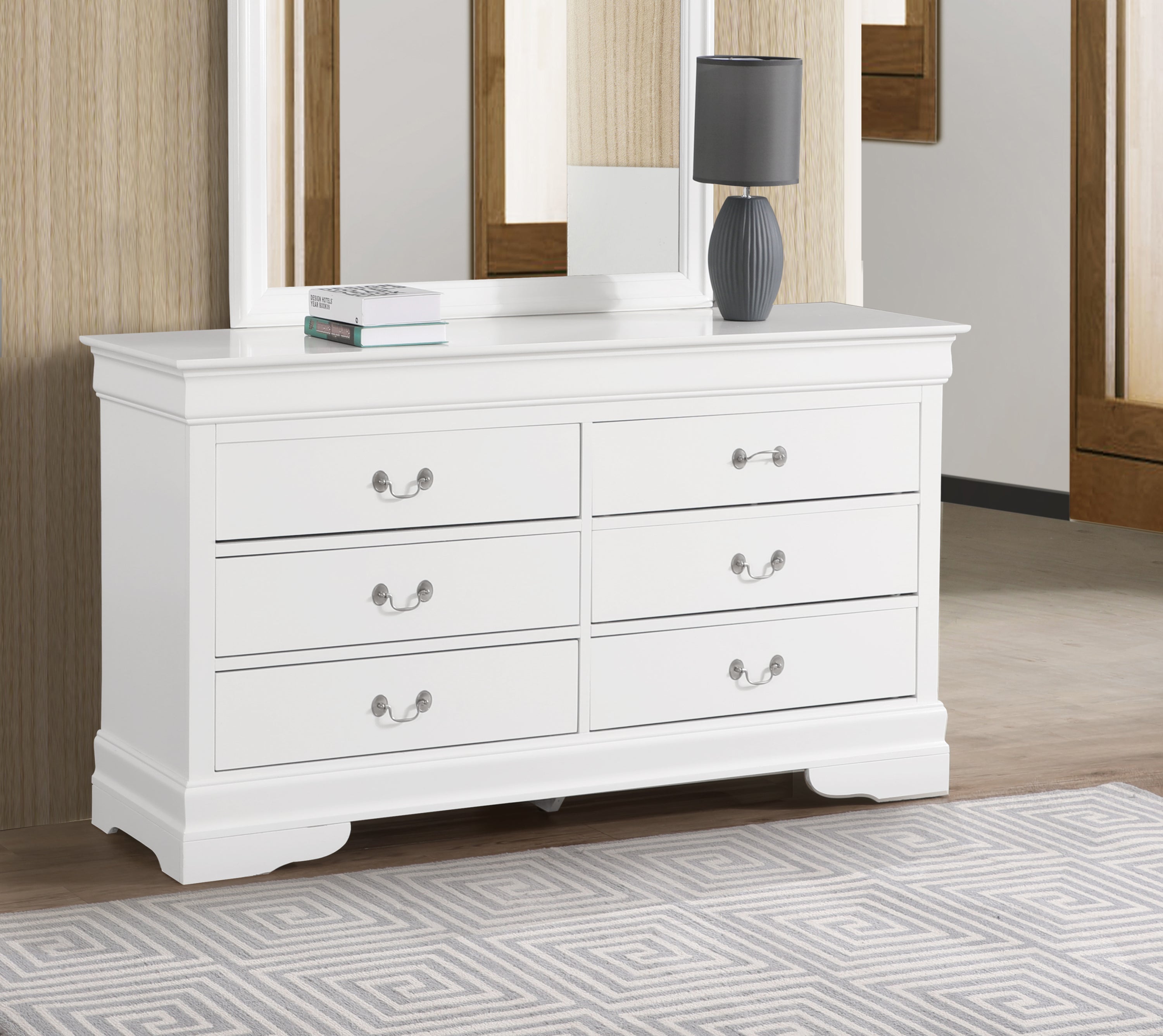 Louis Phillipe G3190-D White Dresser Elegant Bedroom Furniture