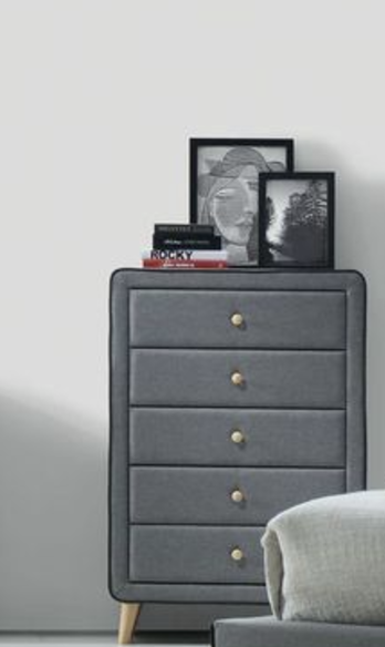 Valda Light Gray Fabric Storage Chest