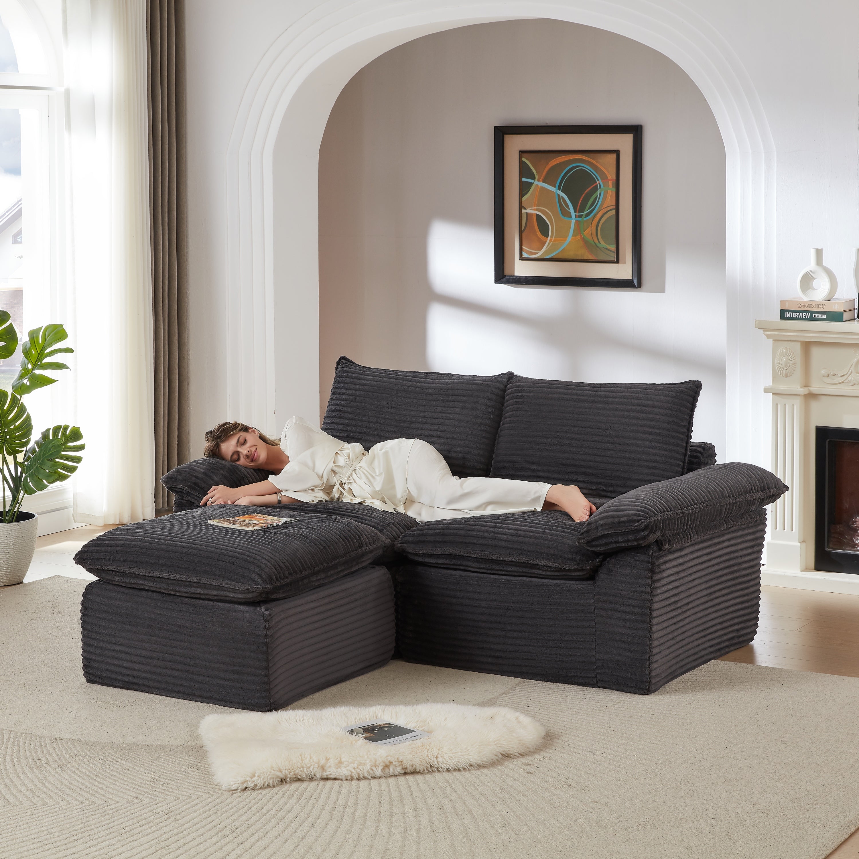 Modern Corduroy Cloud Sofa: Modular Comfort, Any Space