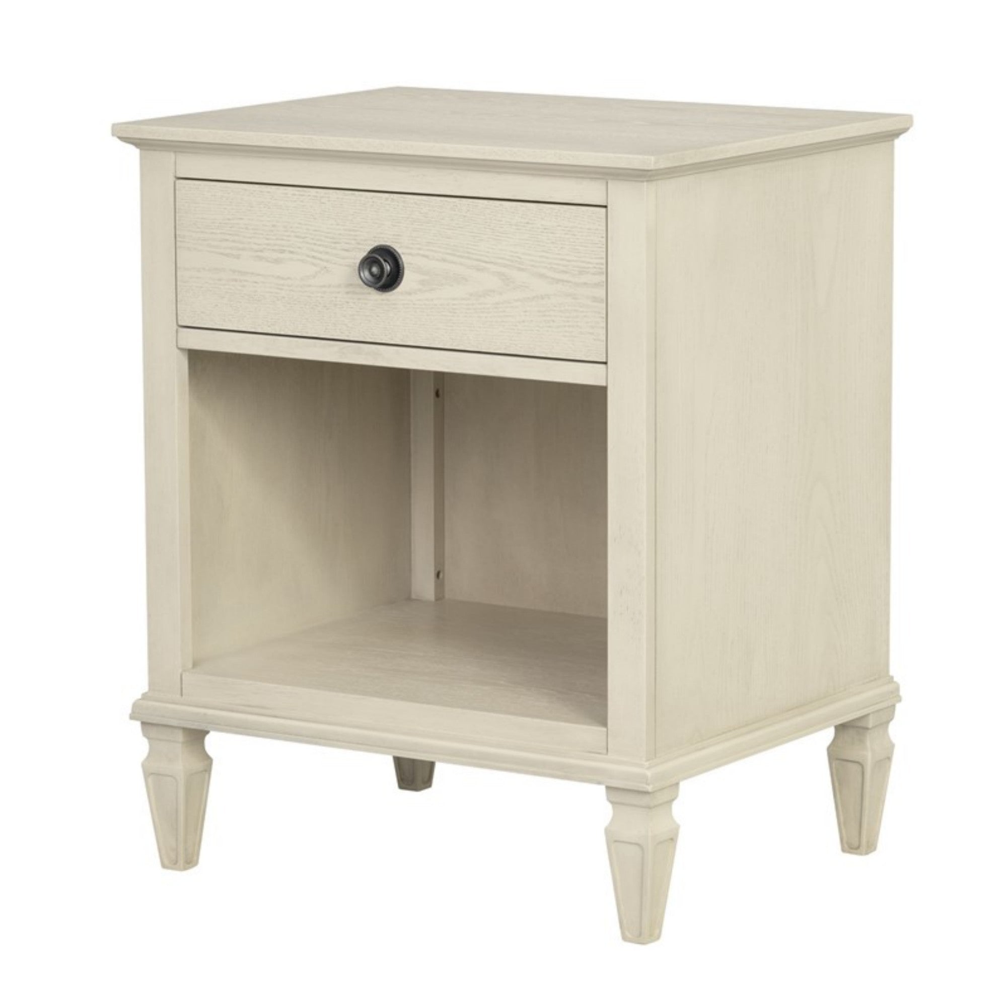 Victoria Nightstand Antique Cream Open Storage Solid Wood Legs