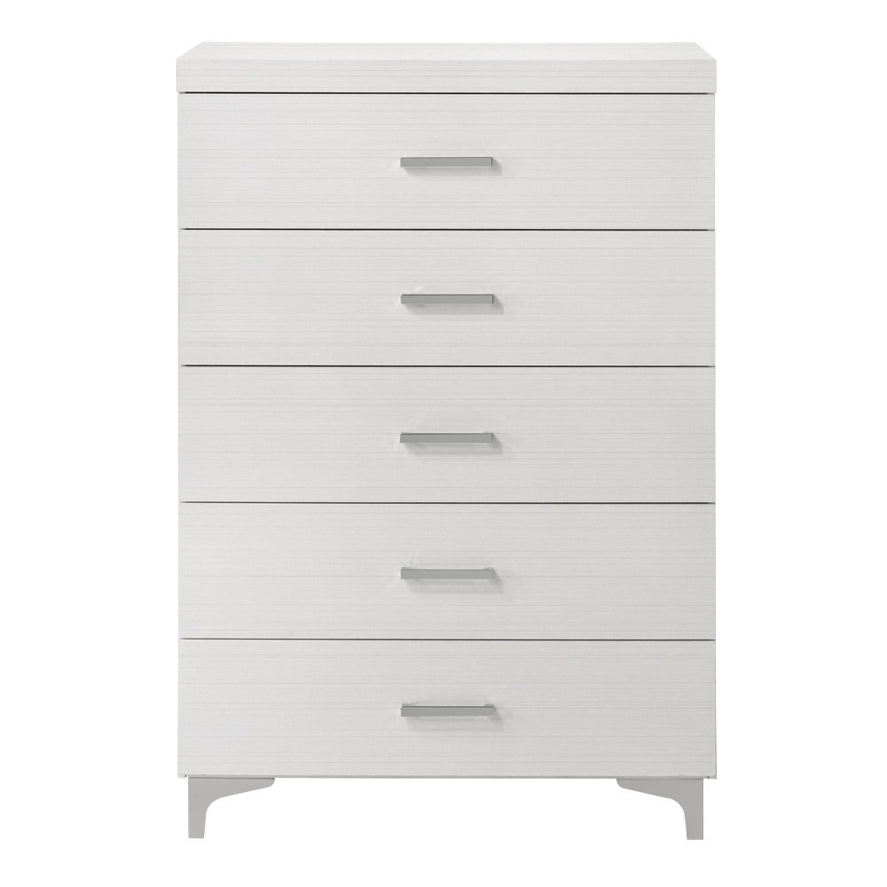 Contemporary White Wooden 5-Drawer Storage Chest Bedroom