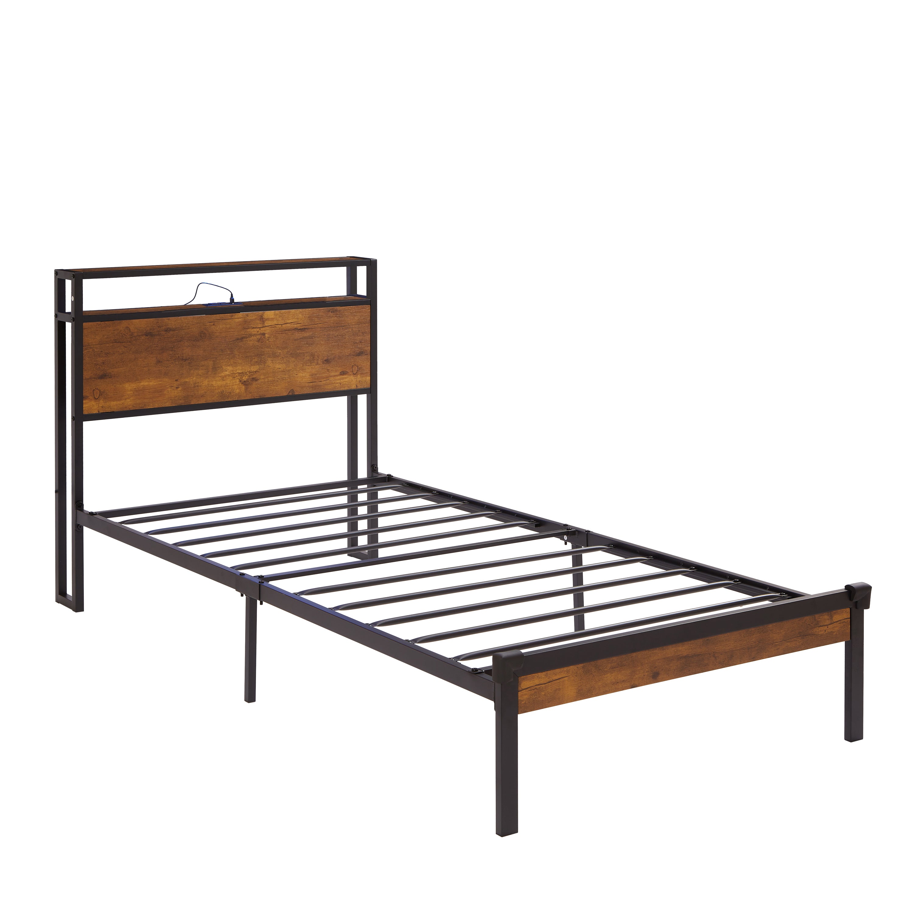 Modern Metal Platform Bed Frame w/ USB, Storage